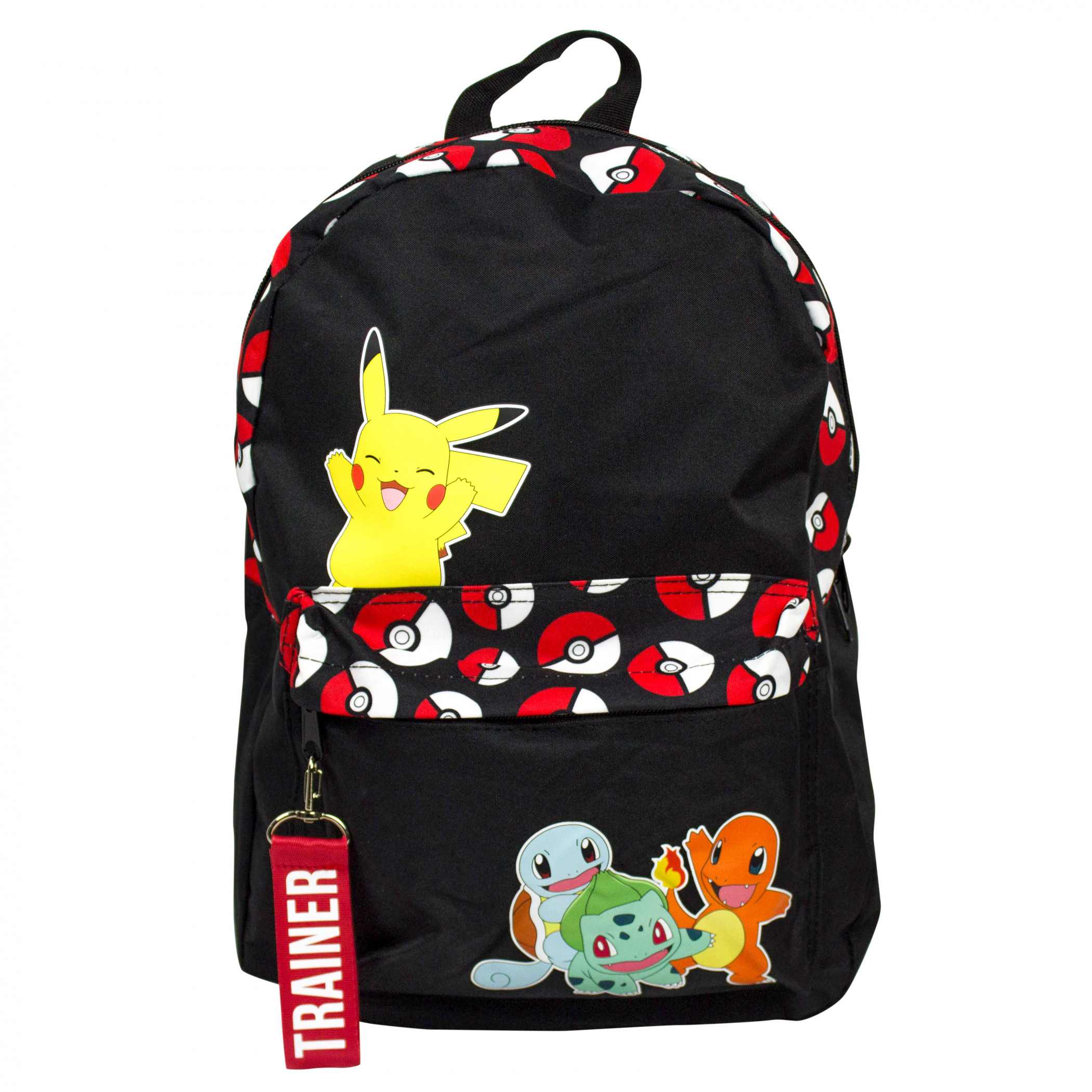 Pokemon Pikachu and Gen 1 Starters 16' Backpack, Black
