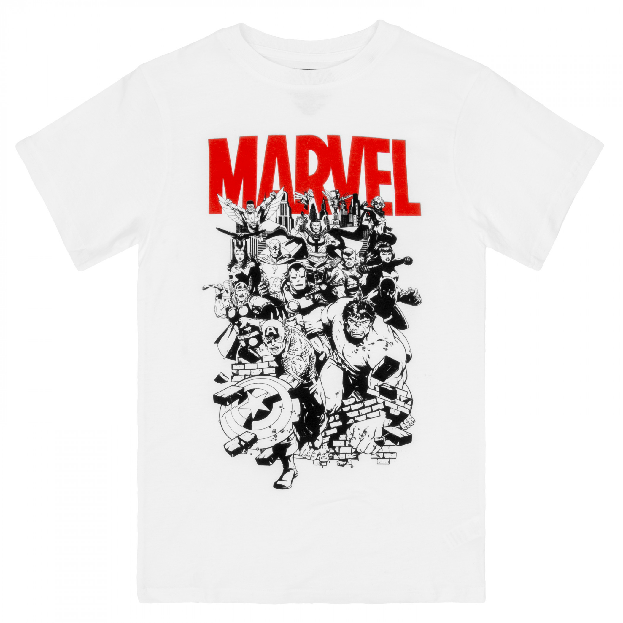 Avengers Black and White Ensemble T-Shirt, White