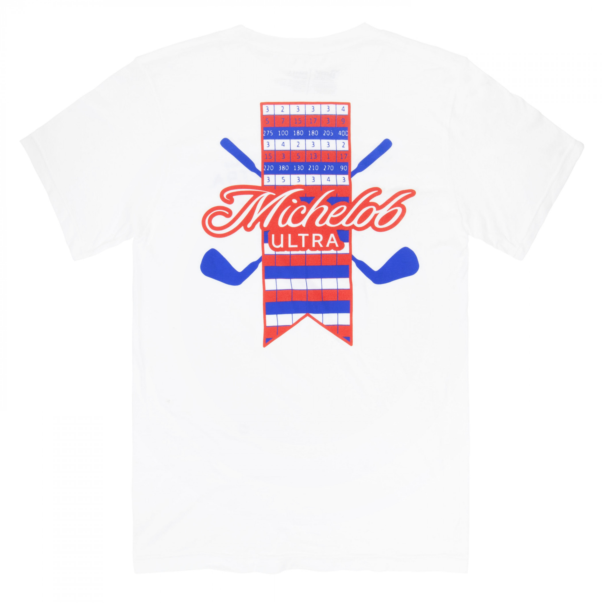 Michelob Ultra Golf Scorecard White Colorway Front/Back Print T-Shirt