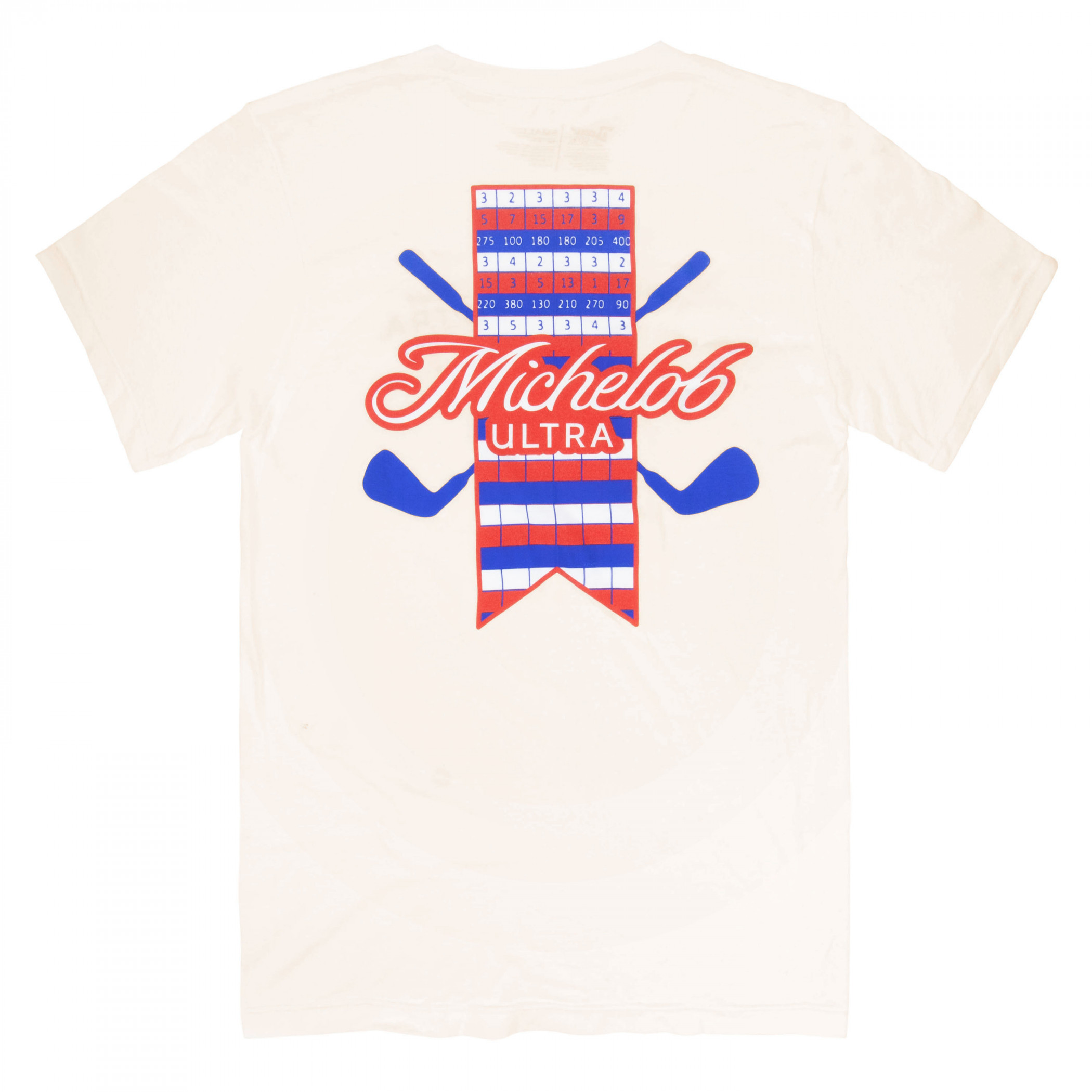 Michelob Ultra Golf Scorecard Beige Colorway Front/Back Print T-Shirt