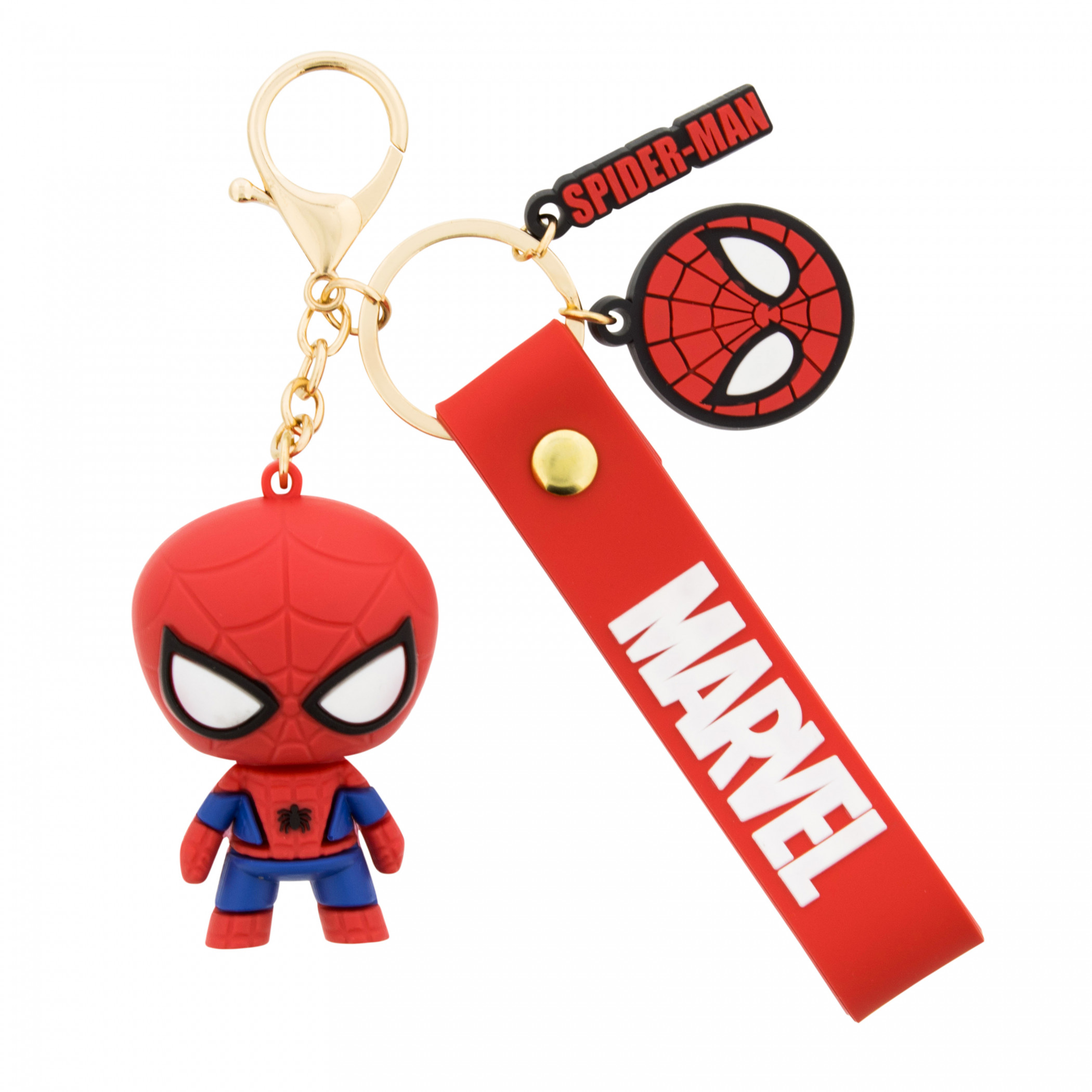 Spider-Man Marvel 3' Figural Keychain w/ Wristlet and Charm, Red