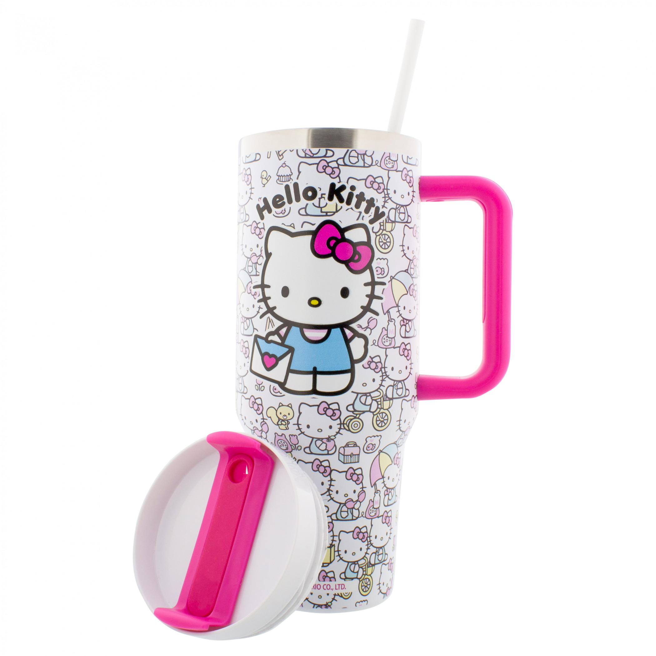 Hello Kitty All Over Print Tumbler with Lid and Straw, Multi-Color
