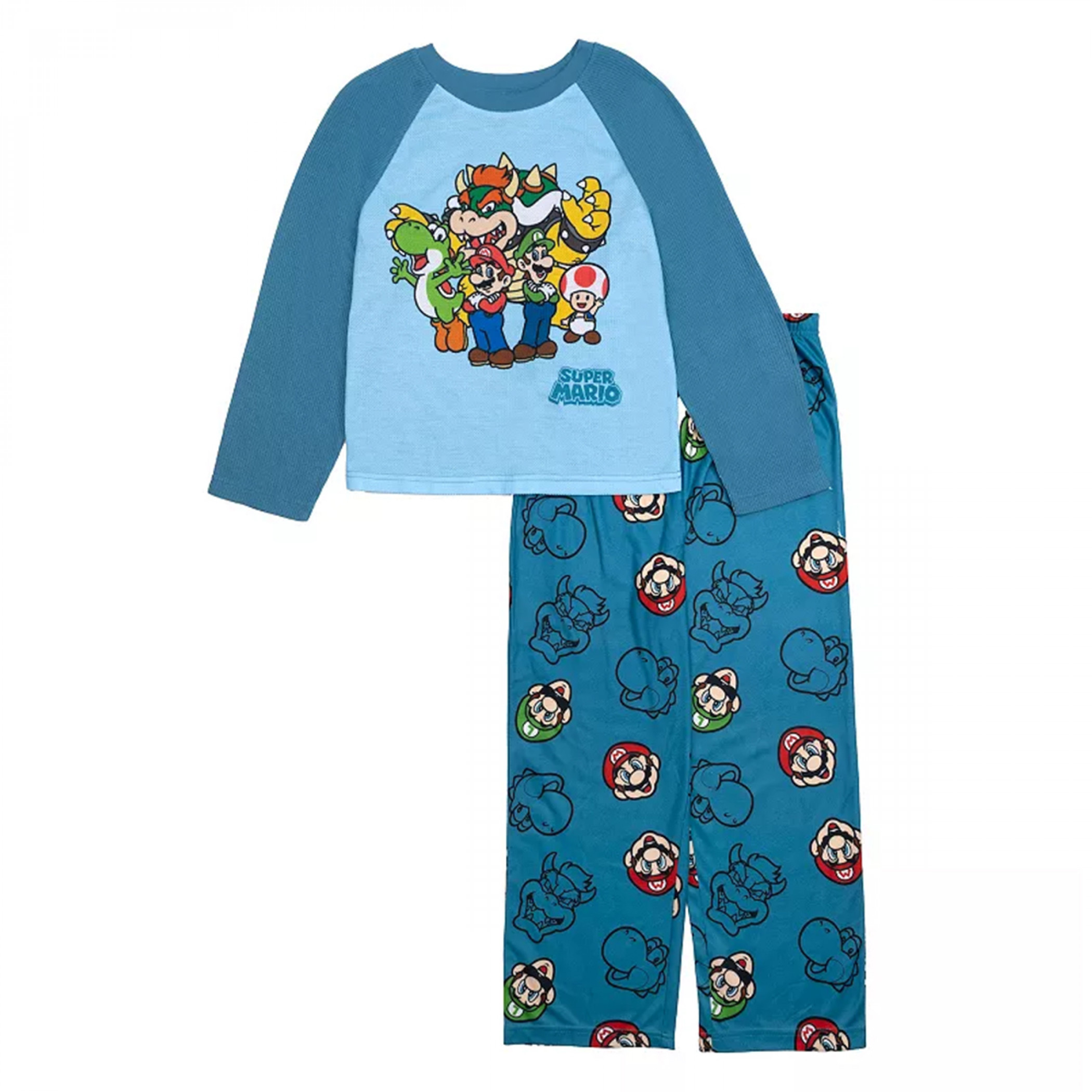 Super Mario Bros. All Over Print Long Sleeve Youth's 2-Piece Pajamas Multi-Color - Picture 3 of 10