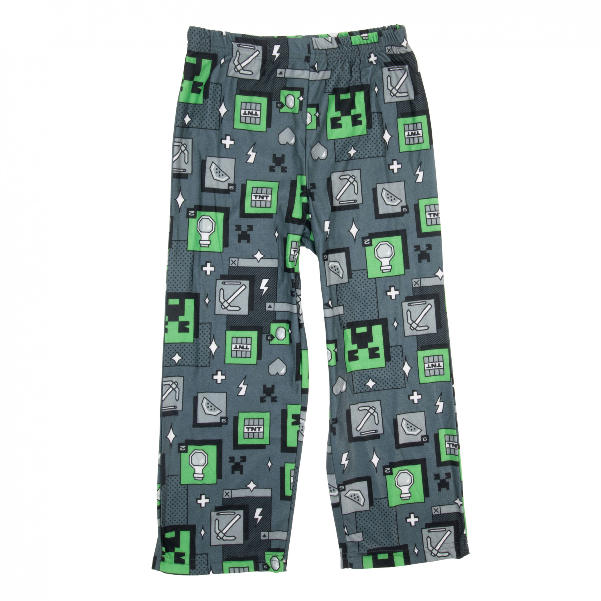 Minecraft Pixel Creeper Boy's 2-Piece Pajamas Grey - Picture 6 of 18