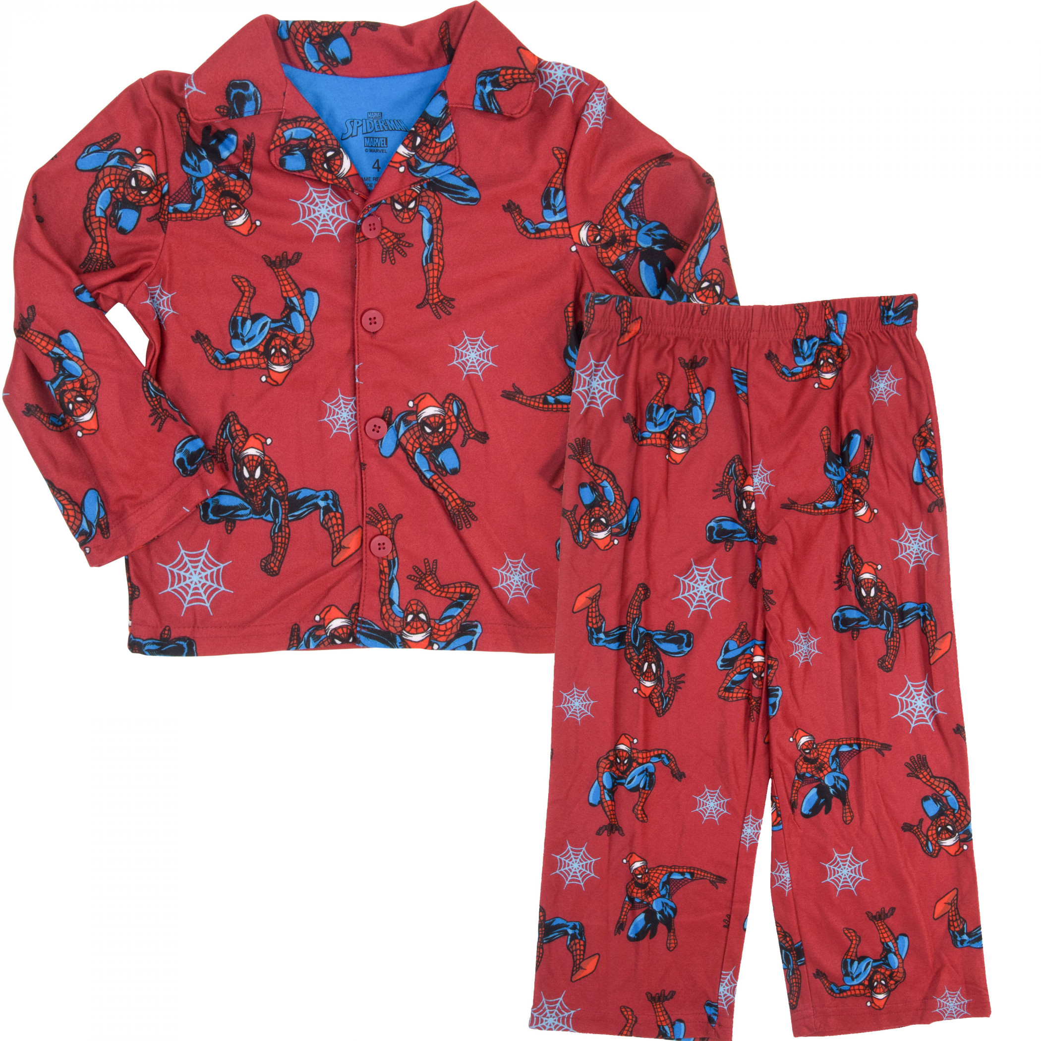 Spider-Man Winter Webs Boy's 2-Piece Pajamas, Red