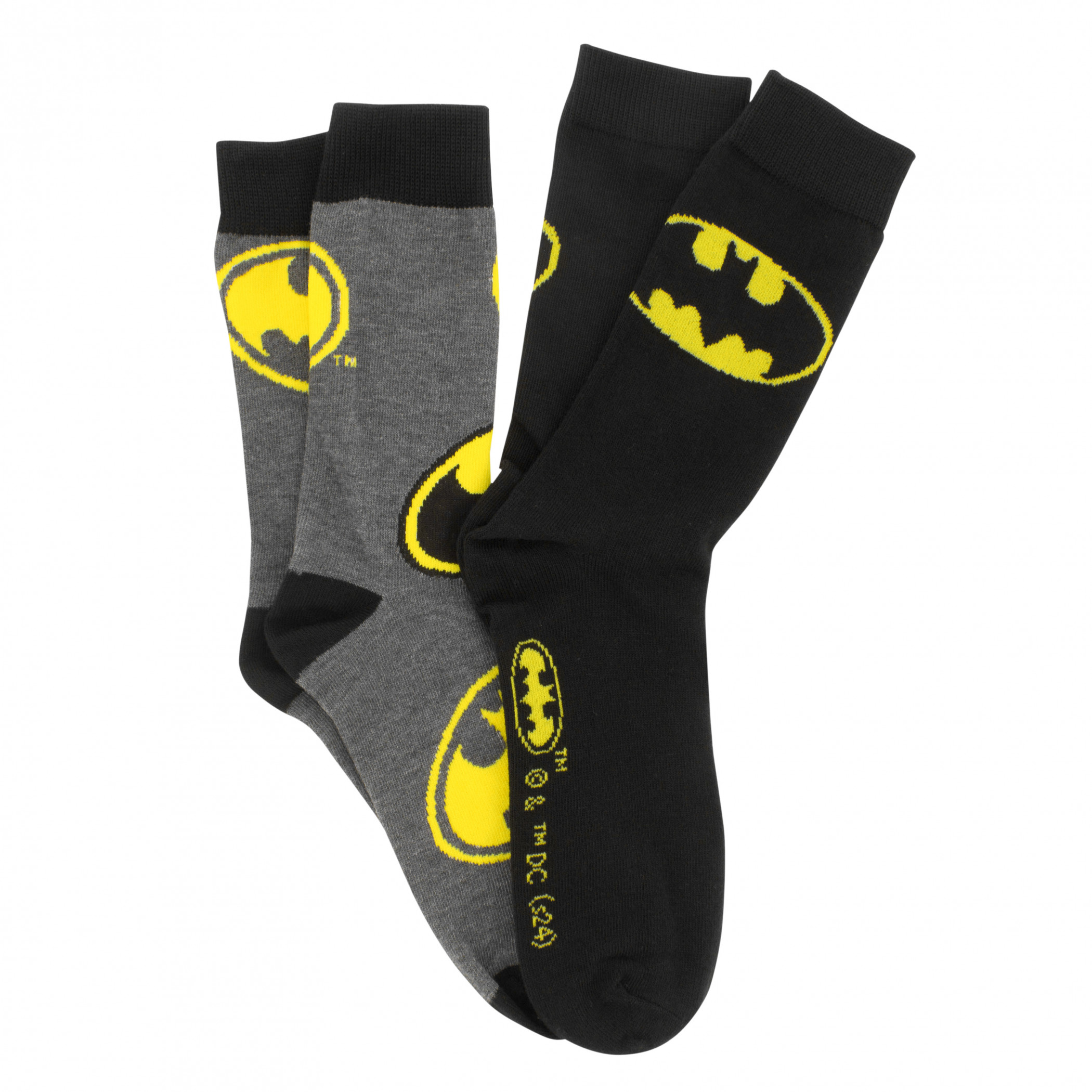 Batman Suit and Logos 2-Pair Pack of Crew Socks, Multi-Color