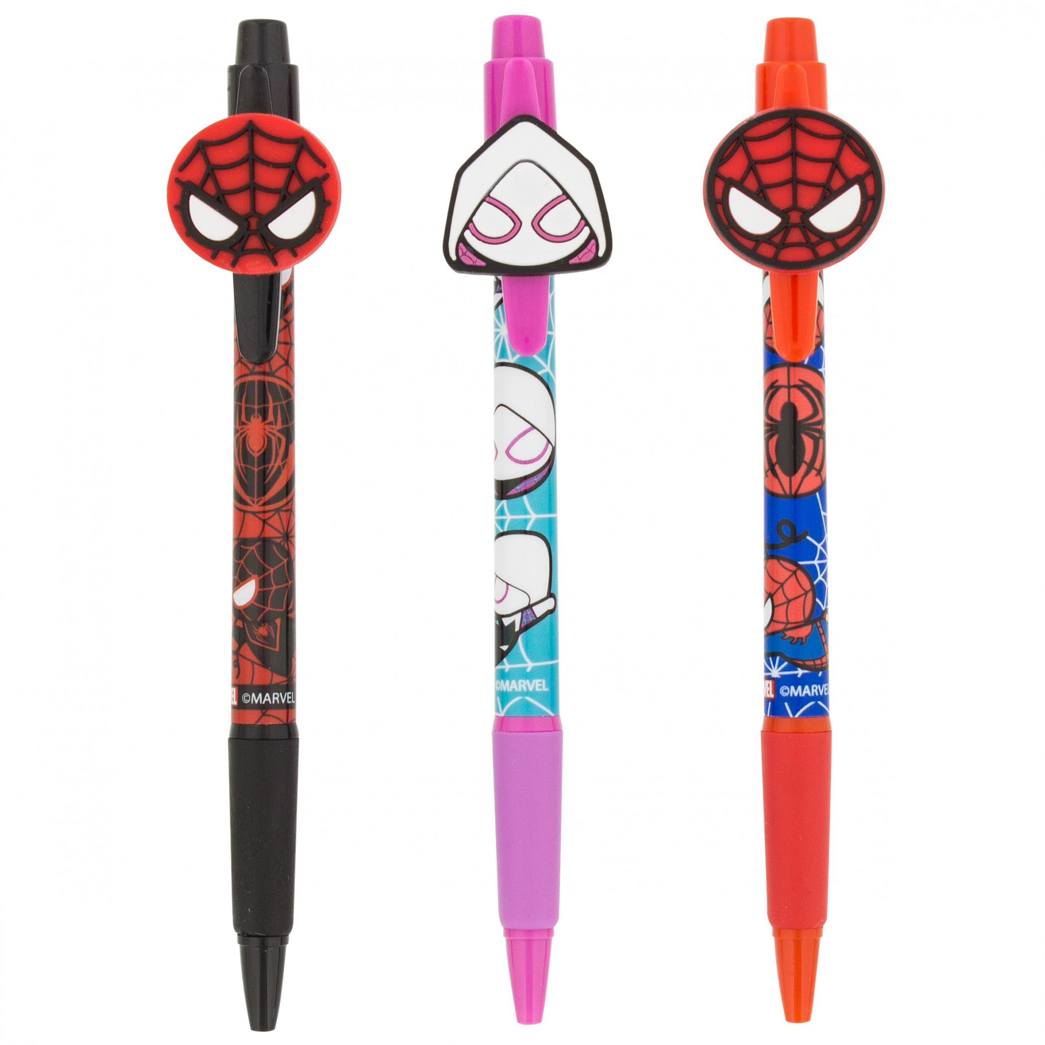 Spider-Man Miles Morales and Spider-Gwen 3-Pack Pen Set, Multi-Color