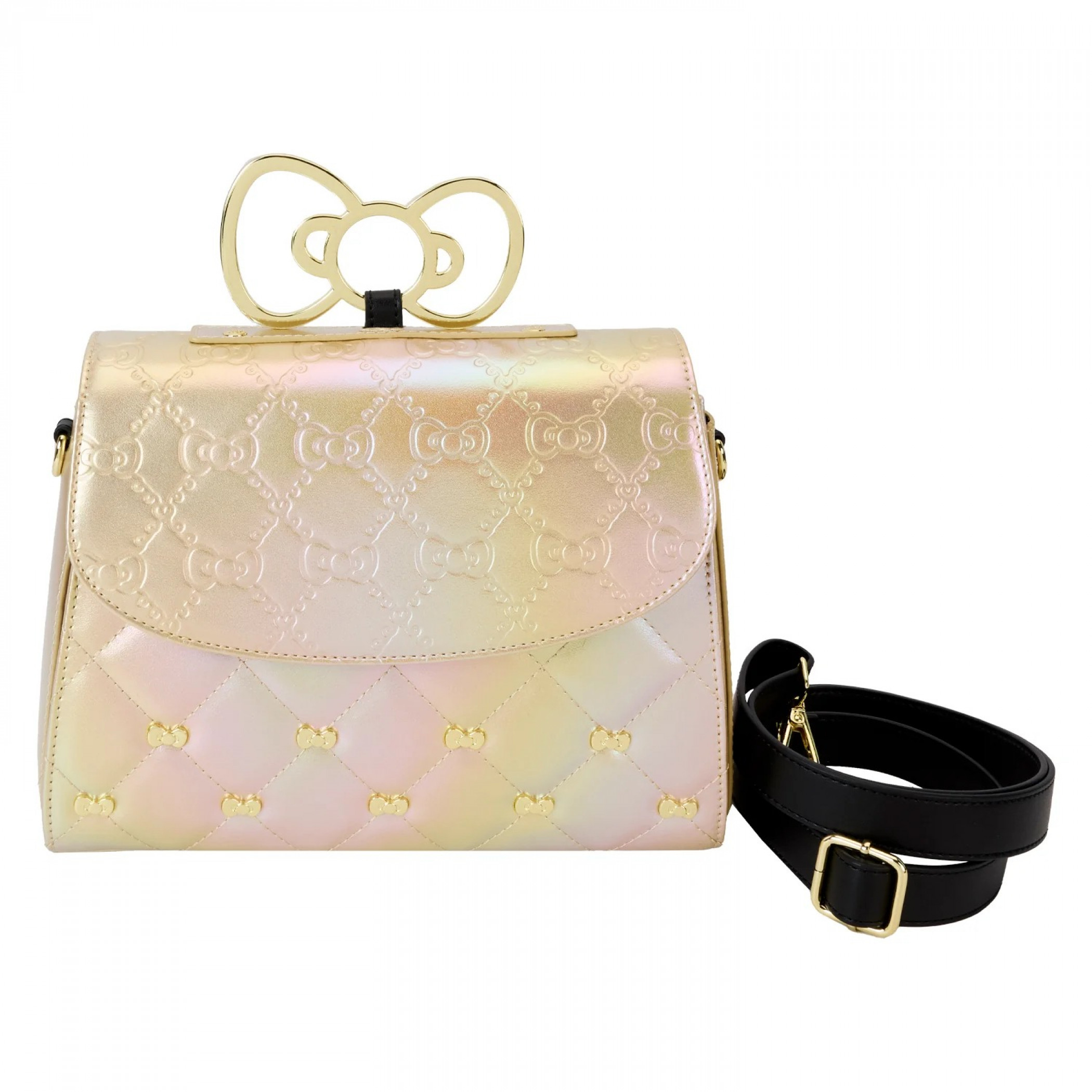 Hello Kitty 50th Anniversary Golden Bows Crossbody Bag By Loungefly, Gold