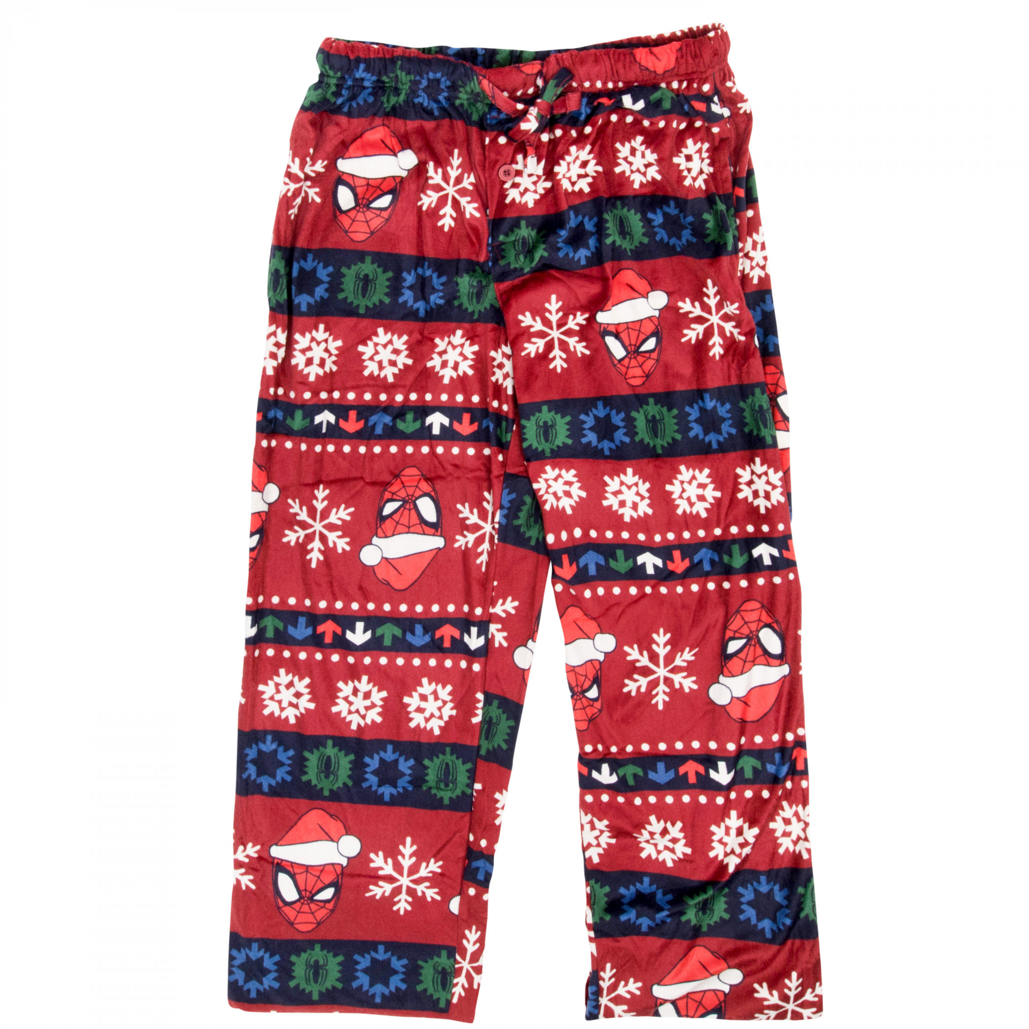 Spider-Man Santa Hat Christmas Sweater Pattern Sleep Pants, Red