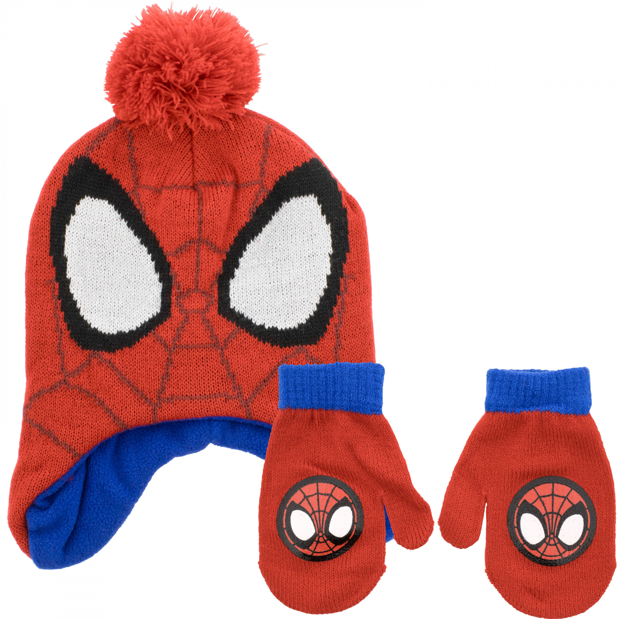 Spider-Man Youth Pom Beanie and Mittens, Red