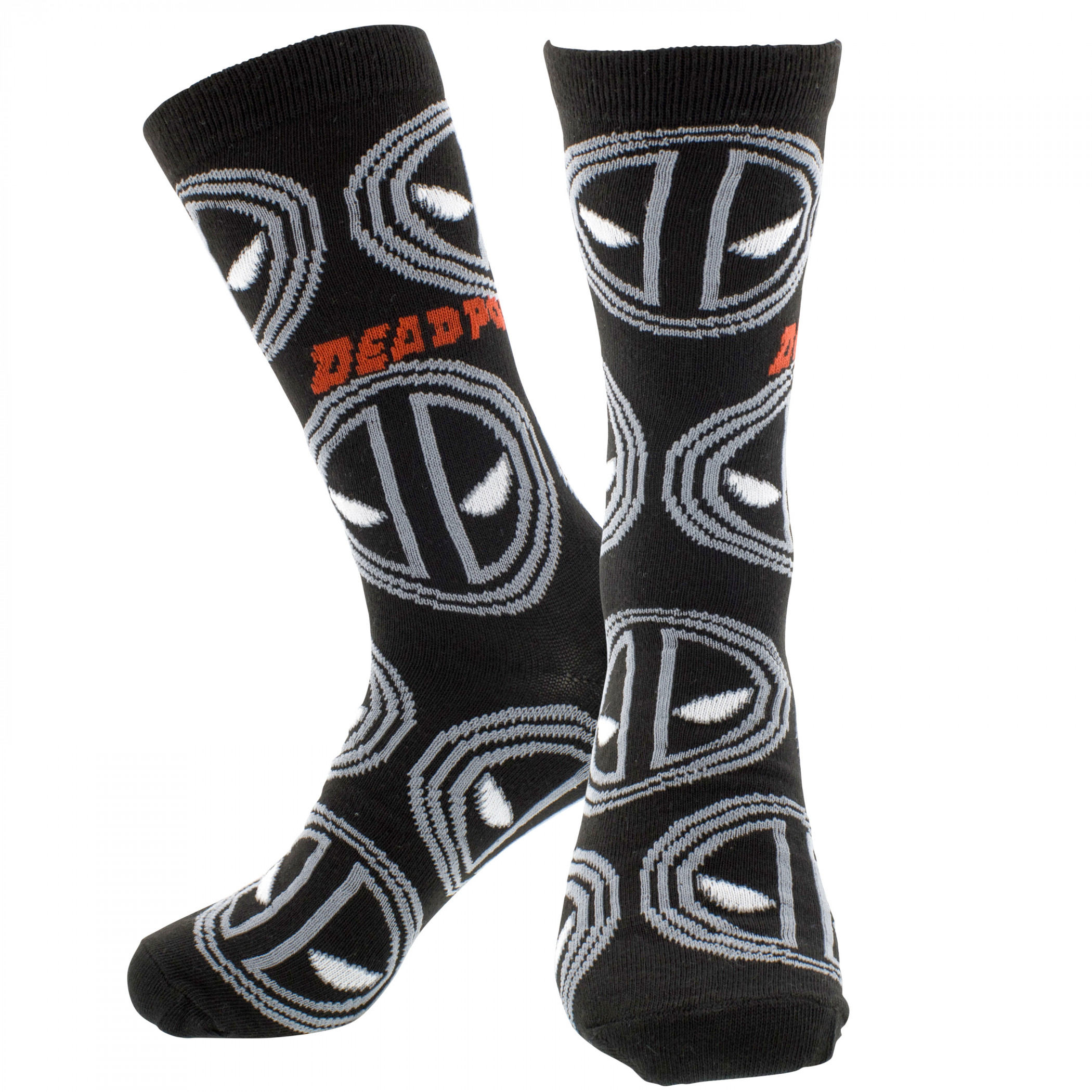 Deadpool Monochrome Logo Socks, Black
