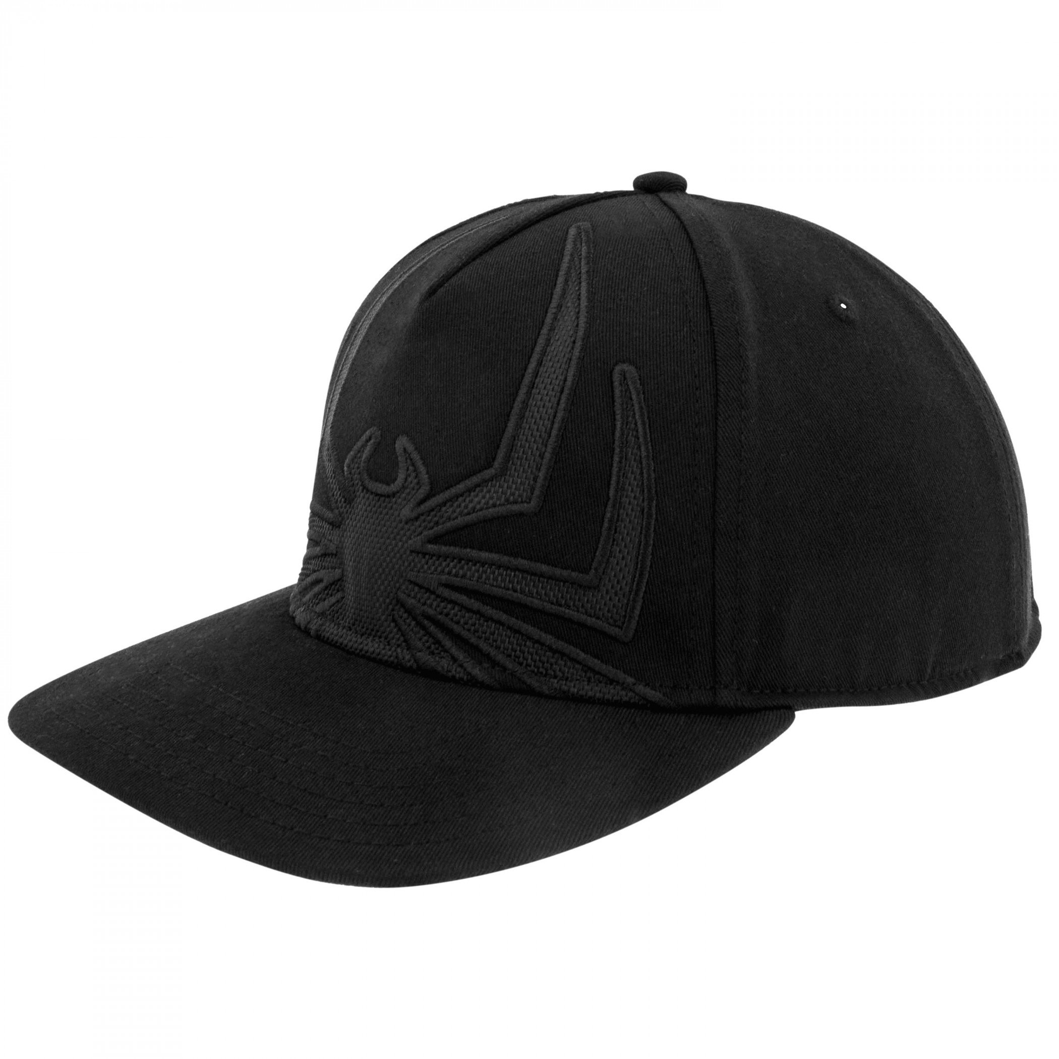 Spider-Man Logo Black on Black Snapback Hat, Black