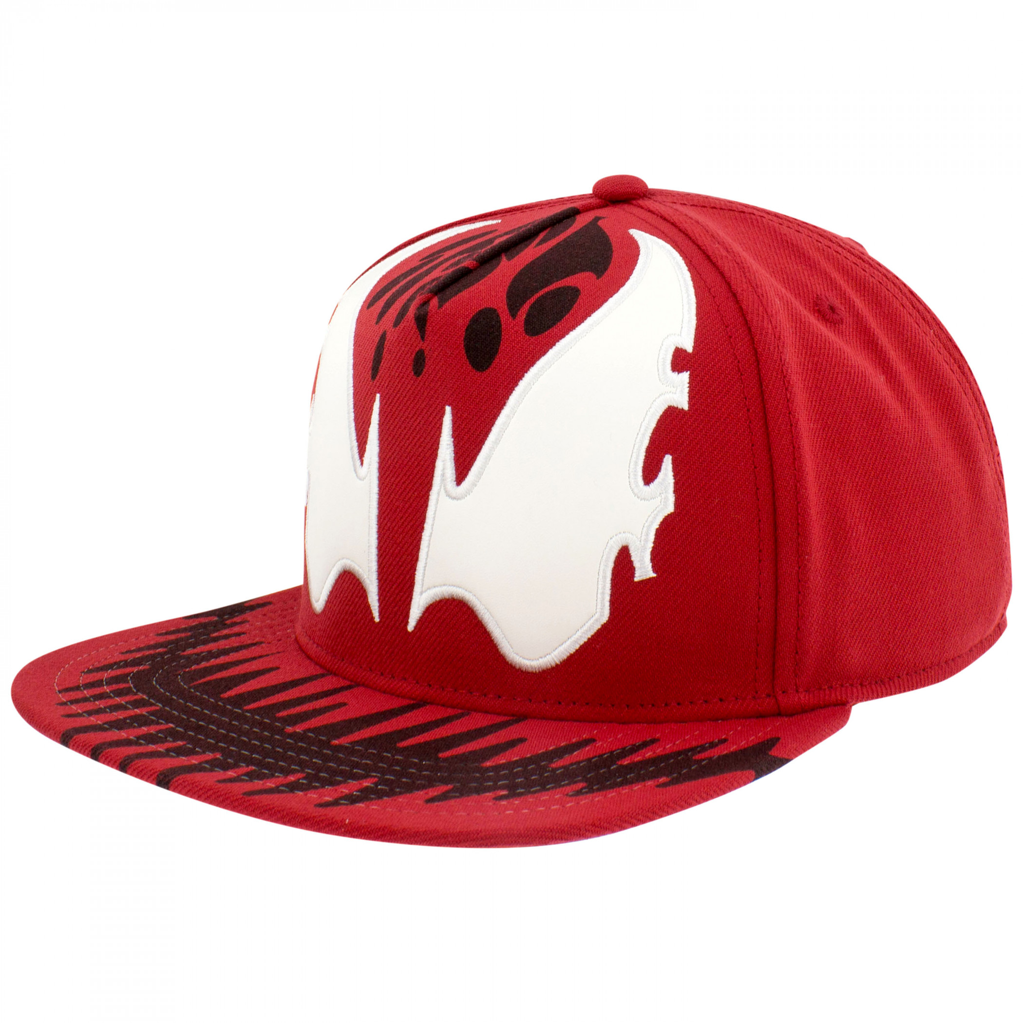 Carnage Grin Flatbill Snapback Hat with Underbill Artwork, Red