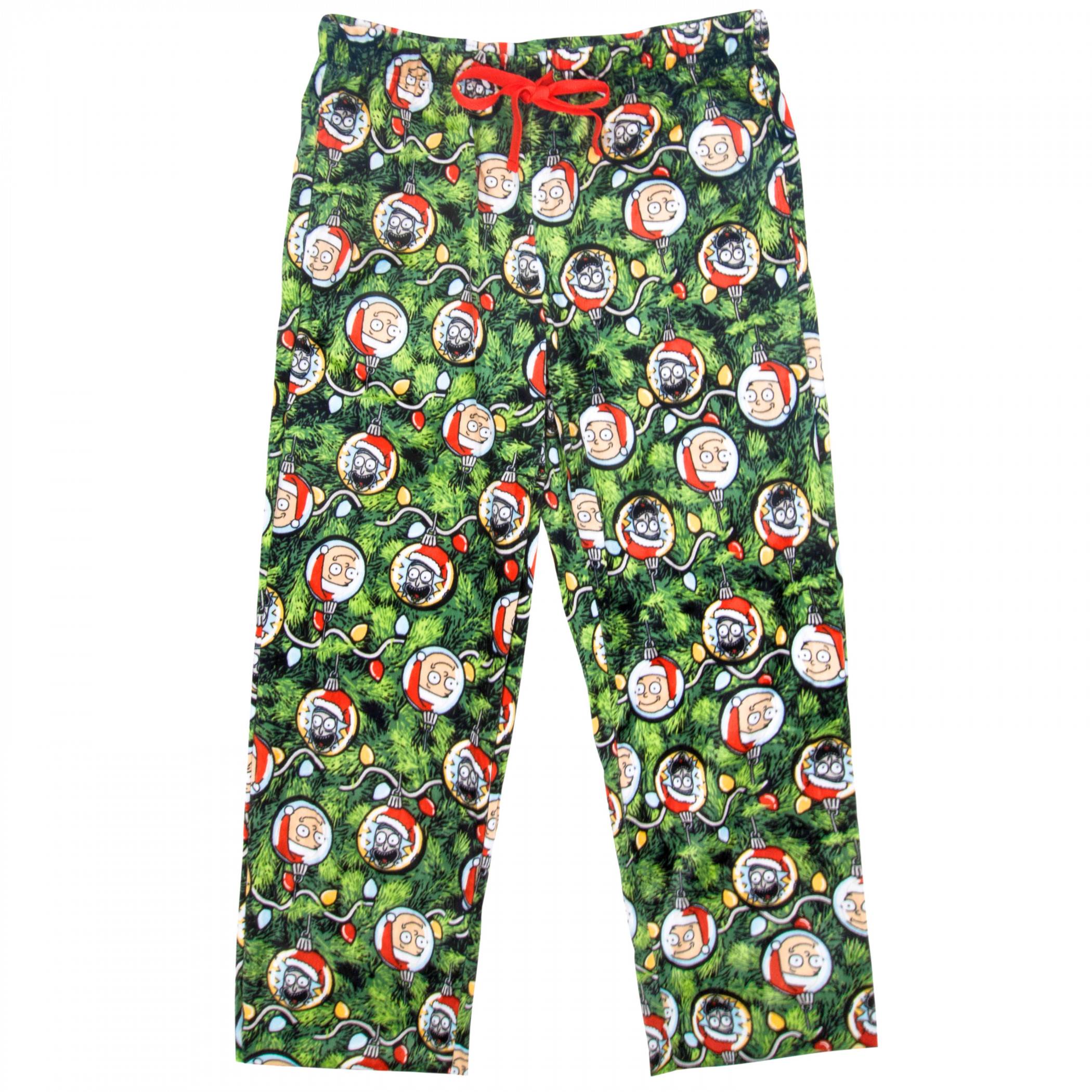 Rick and Morty Christmas Ornaments Men's Sleep Pants, Green