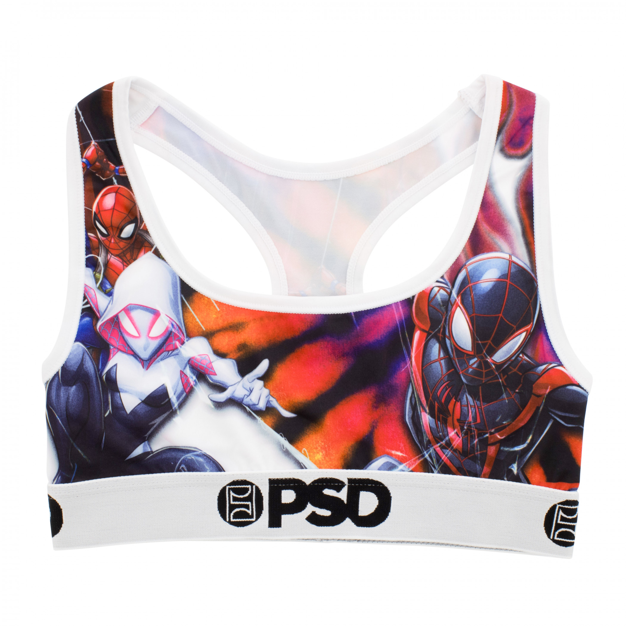 Spider-Man Spider-Verse Triad PSD Sports Bra, Multi-Color