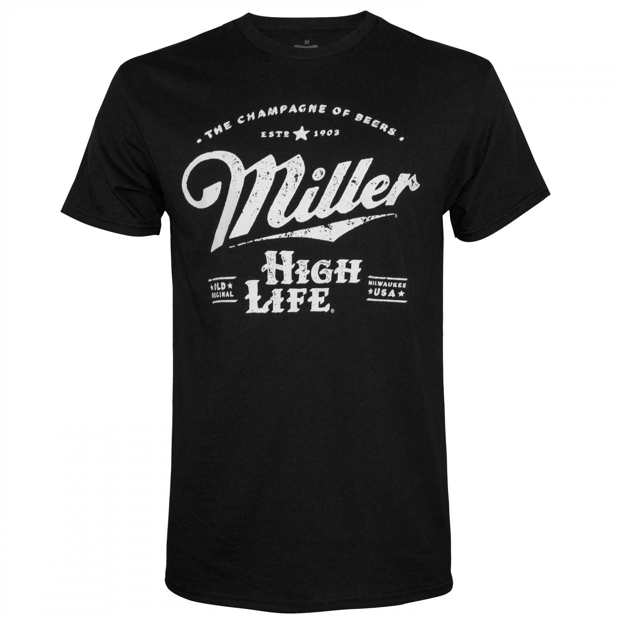 Miller High Life Old Original Front and Back Print Black T-Shirt