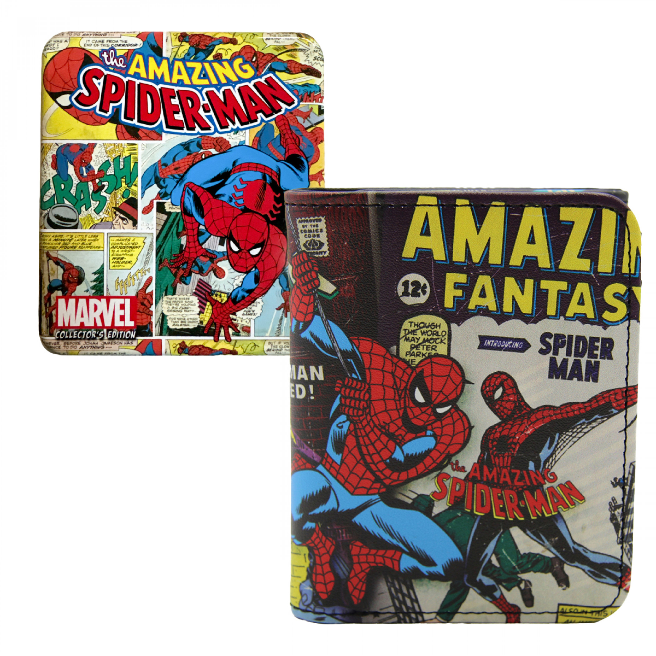 Spider-Man Amazing Fantasy Trifold Wallet in Collectors Tin, Multi-Color