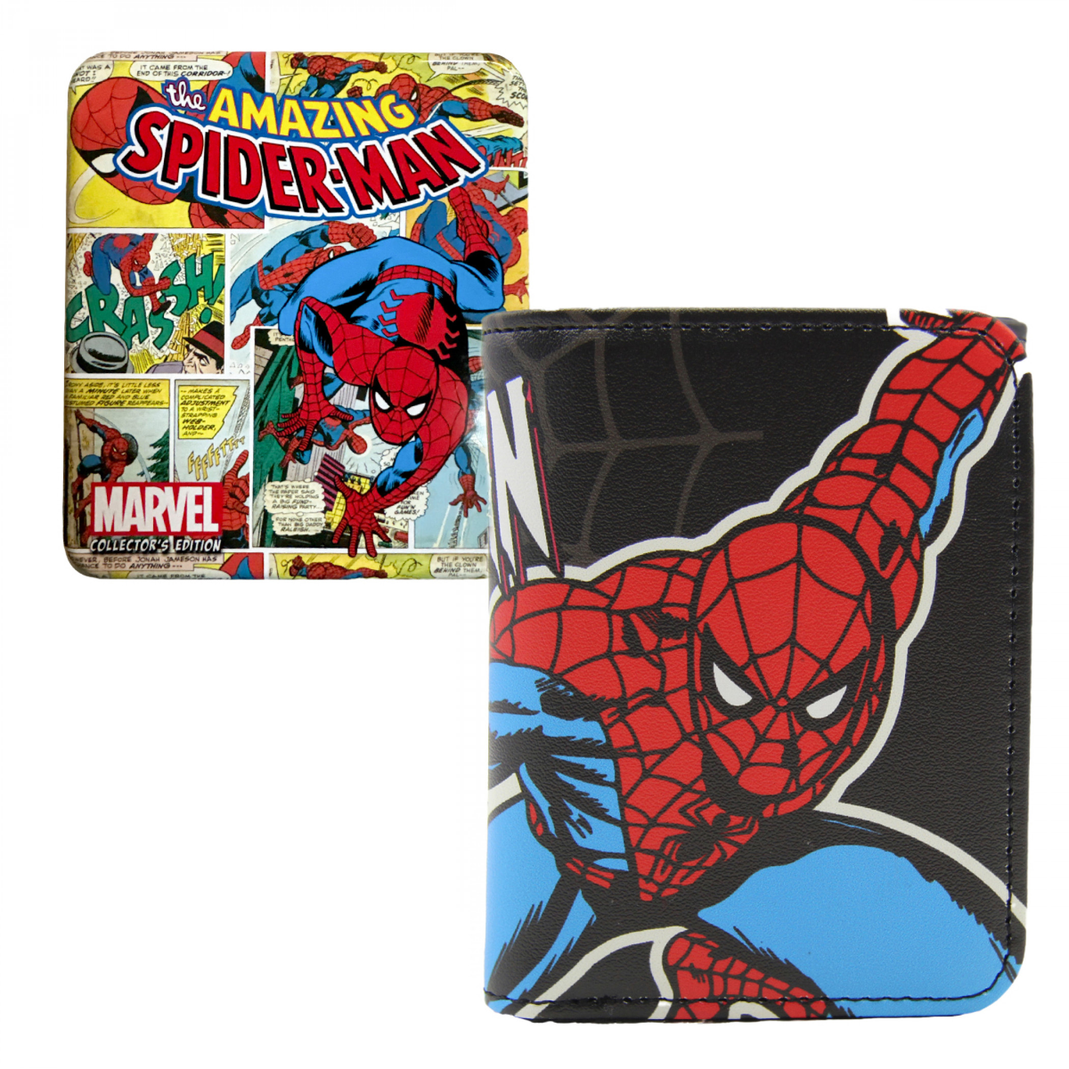 Spider-Man Contrast Trifold Wallet in Collectors Tin, Black