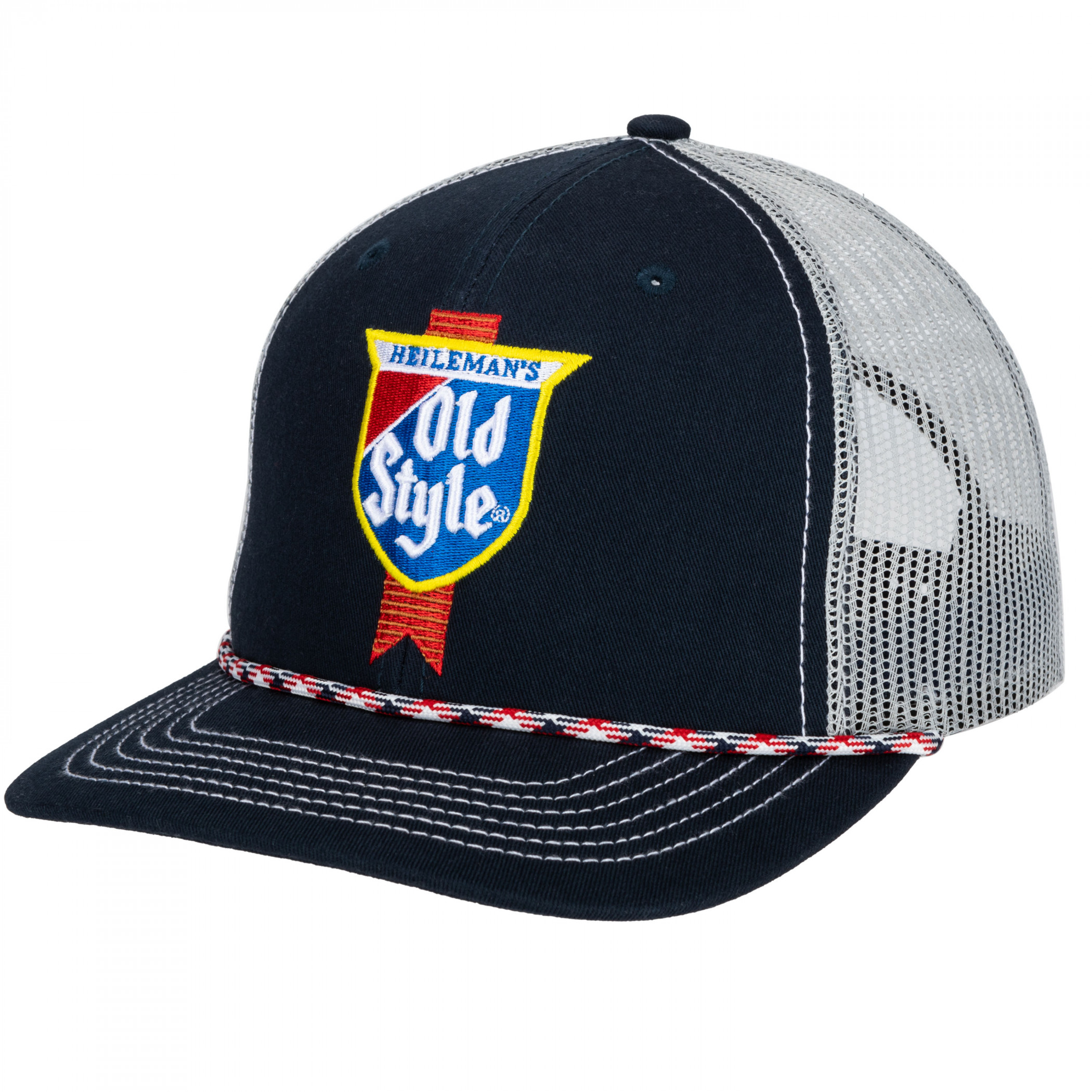 G. Heileman's Old Style White and Blue Logo Patch Rope Hat