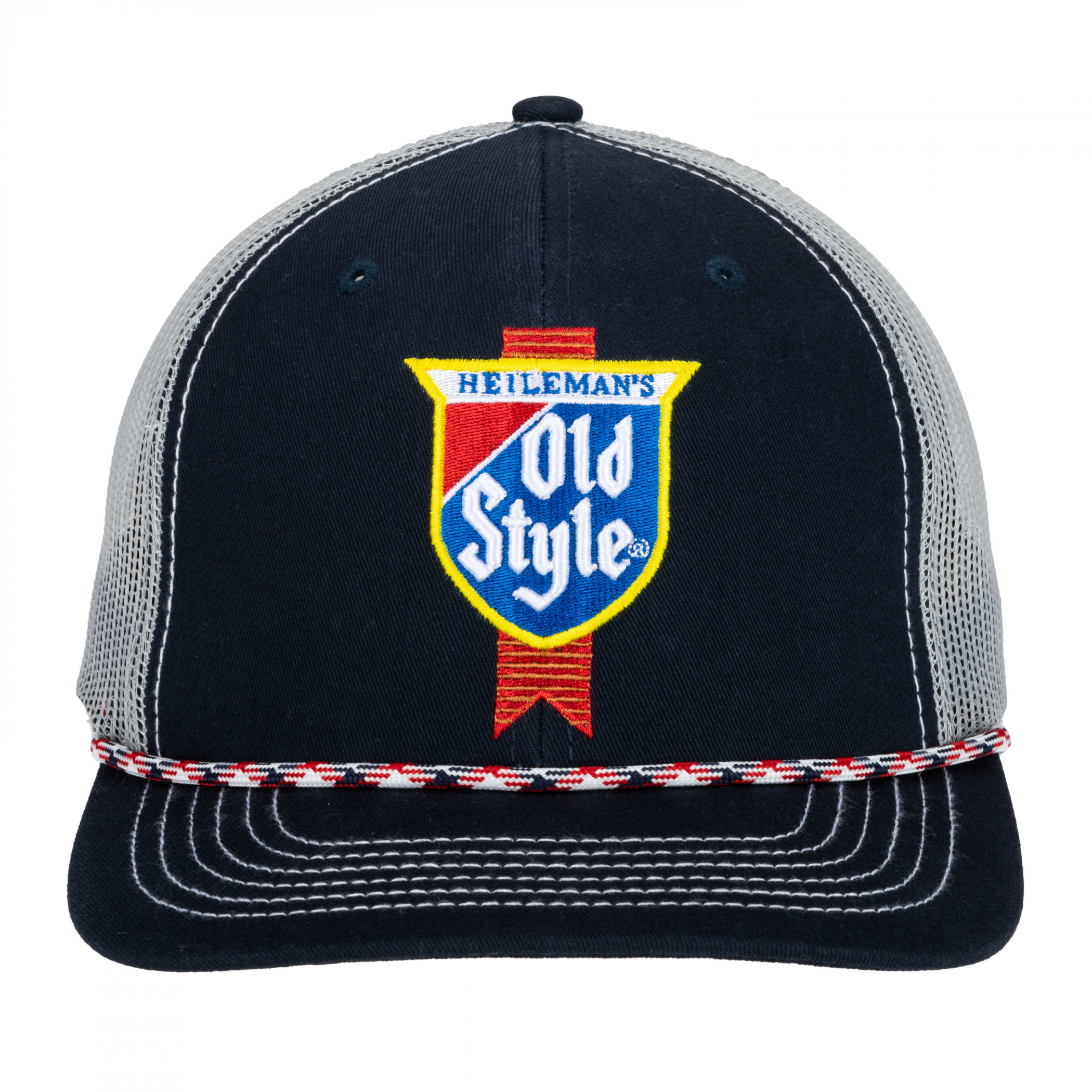 G. Heileman's Old Style White and Blue Logo Patch Rope Hat