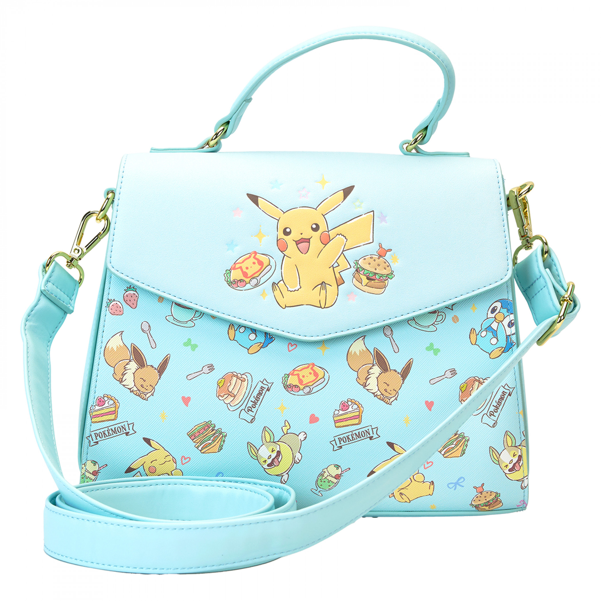 Pokemon Pikachu and Friends Poke Snacks Cross Body Bag By Loungefly, Blue