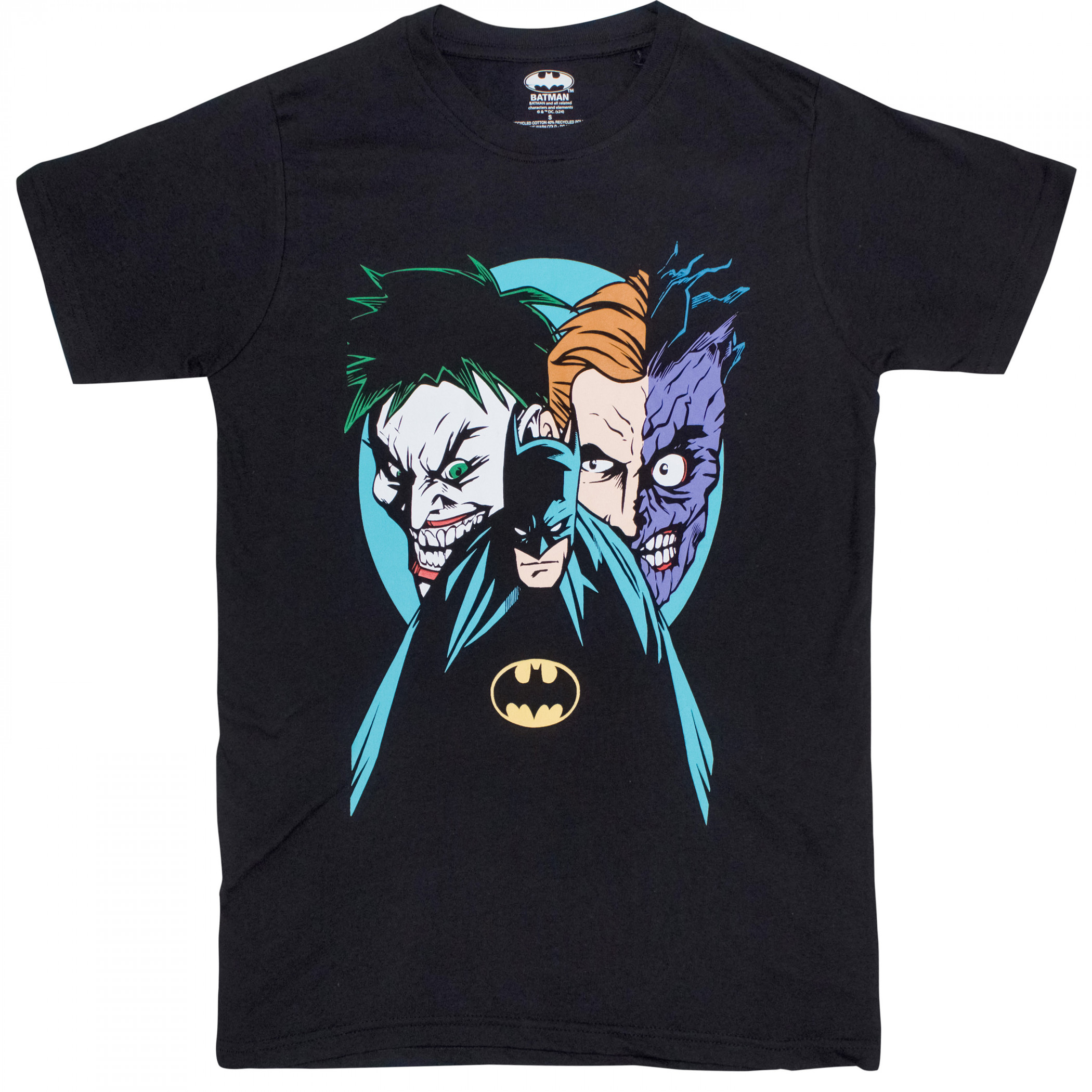 Batman Creeping Villians Joker and Two-Face T-Shirt, Black