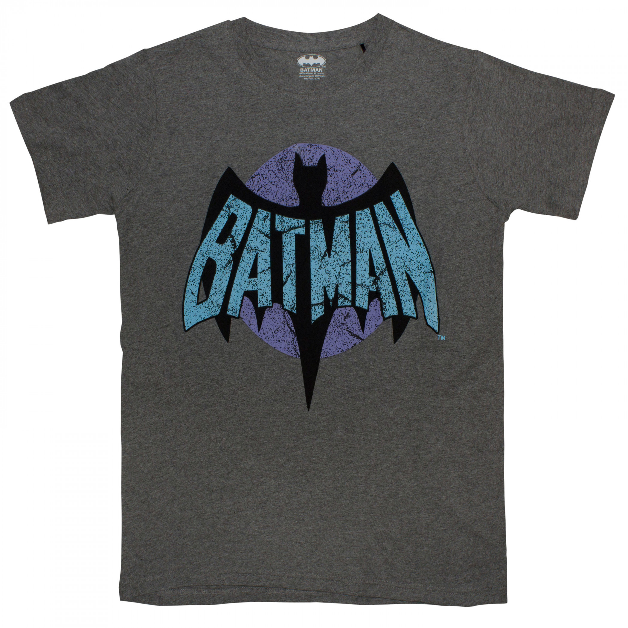 Batman Retro Distressed Logo T-Shirt, Grey