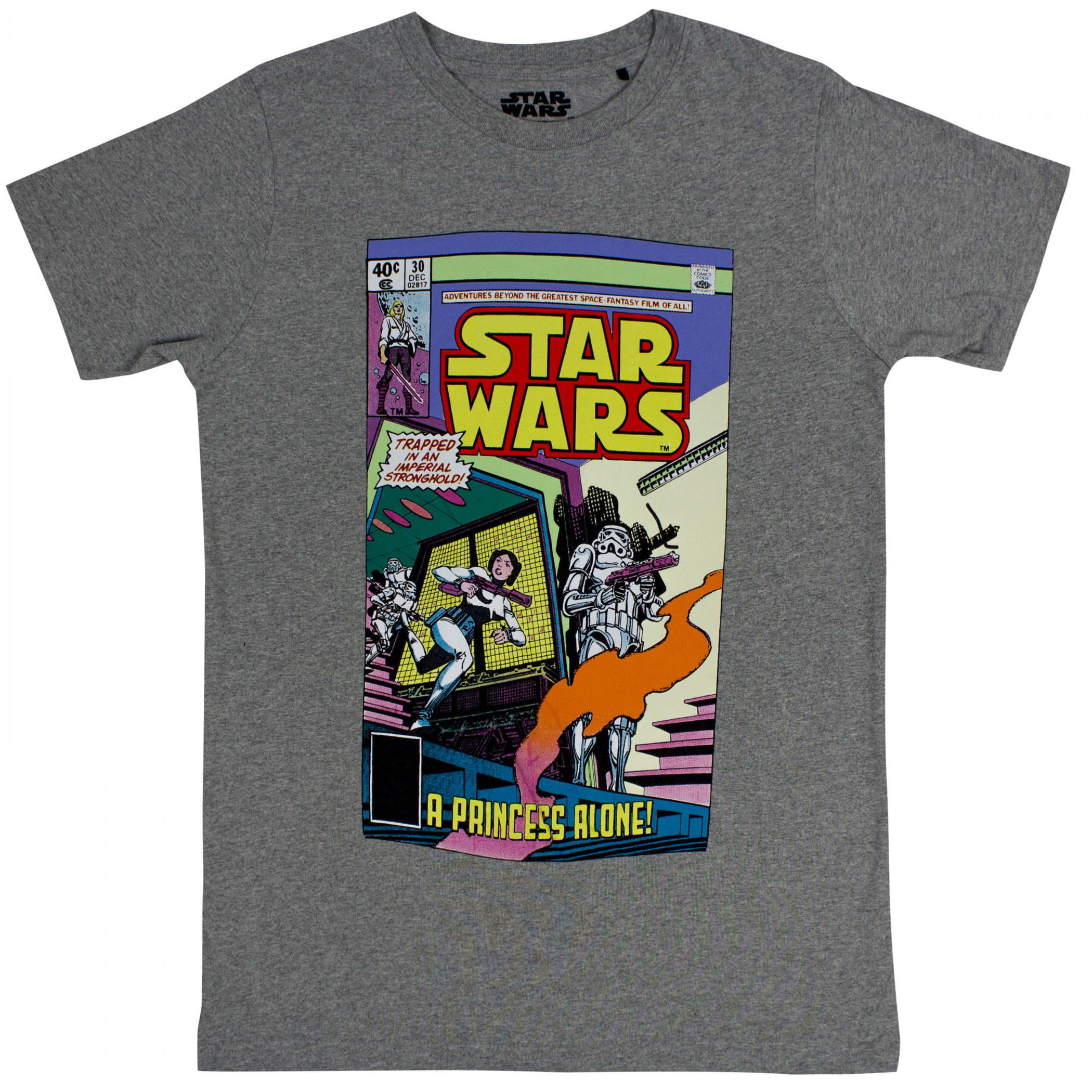 Star Wars A Princess Alone! Comic Cover T-Shirt, Grey