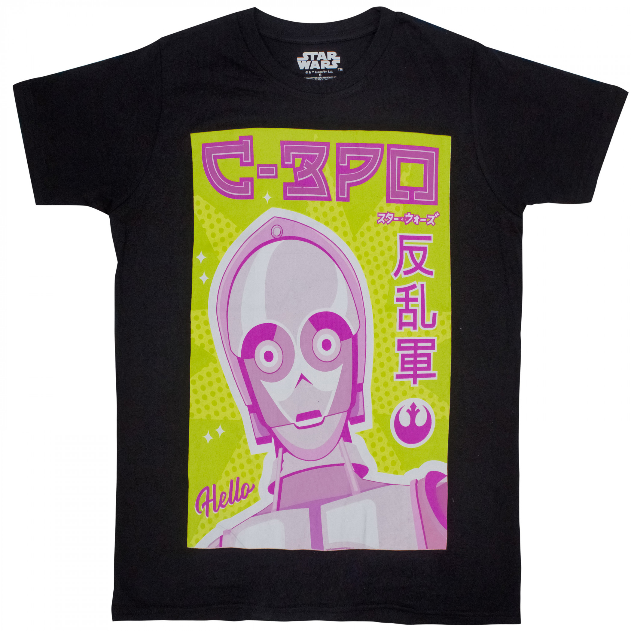 Star Wars C-3PO in Japanese Cartoon T-Shirt, Black