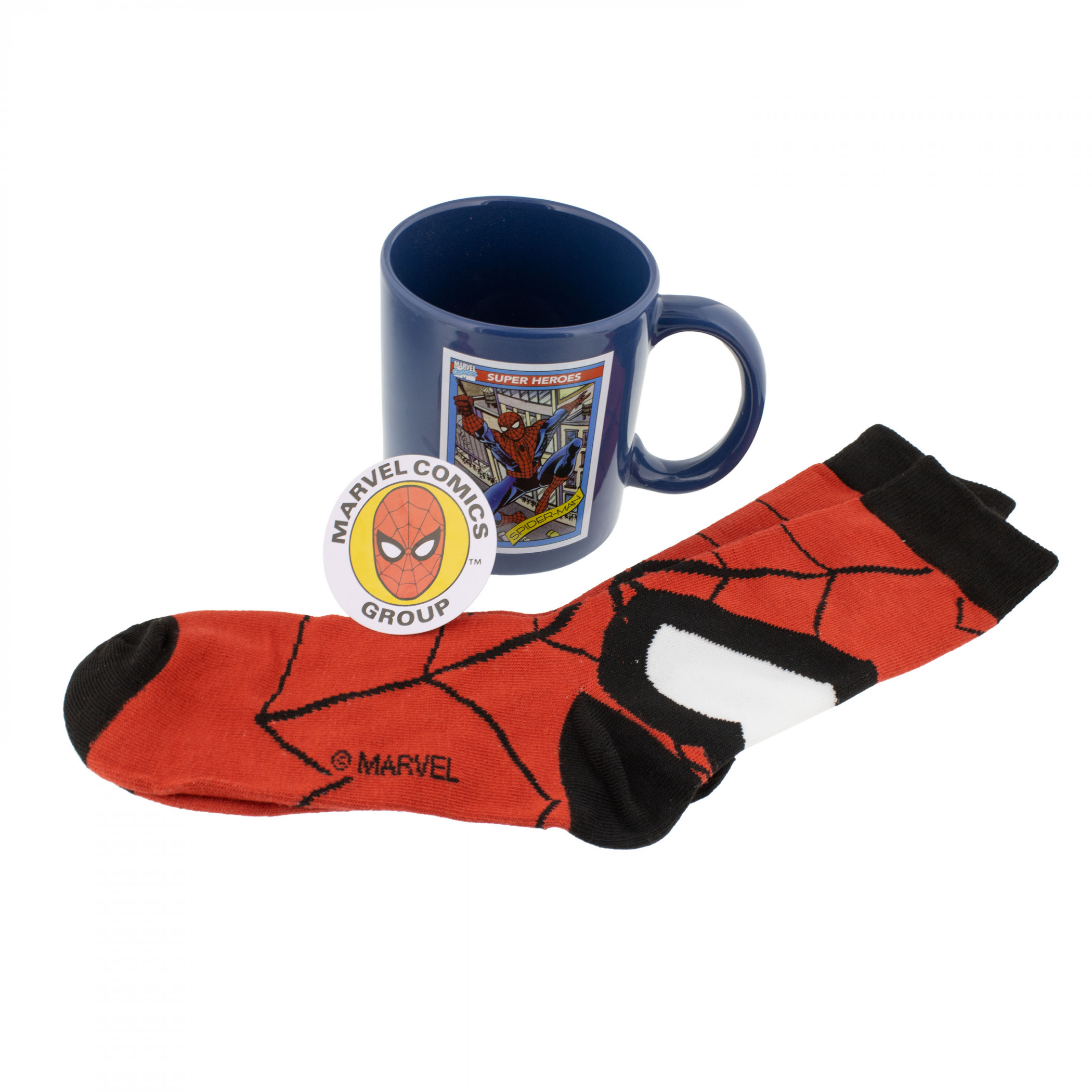 Spider-Man Socks Sticker and Mug Bundle, Red