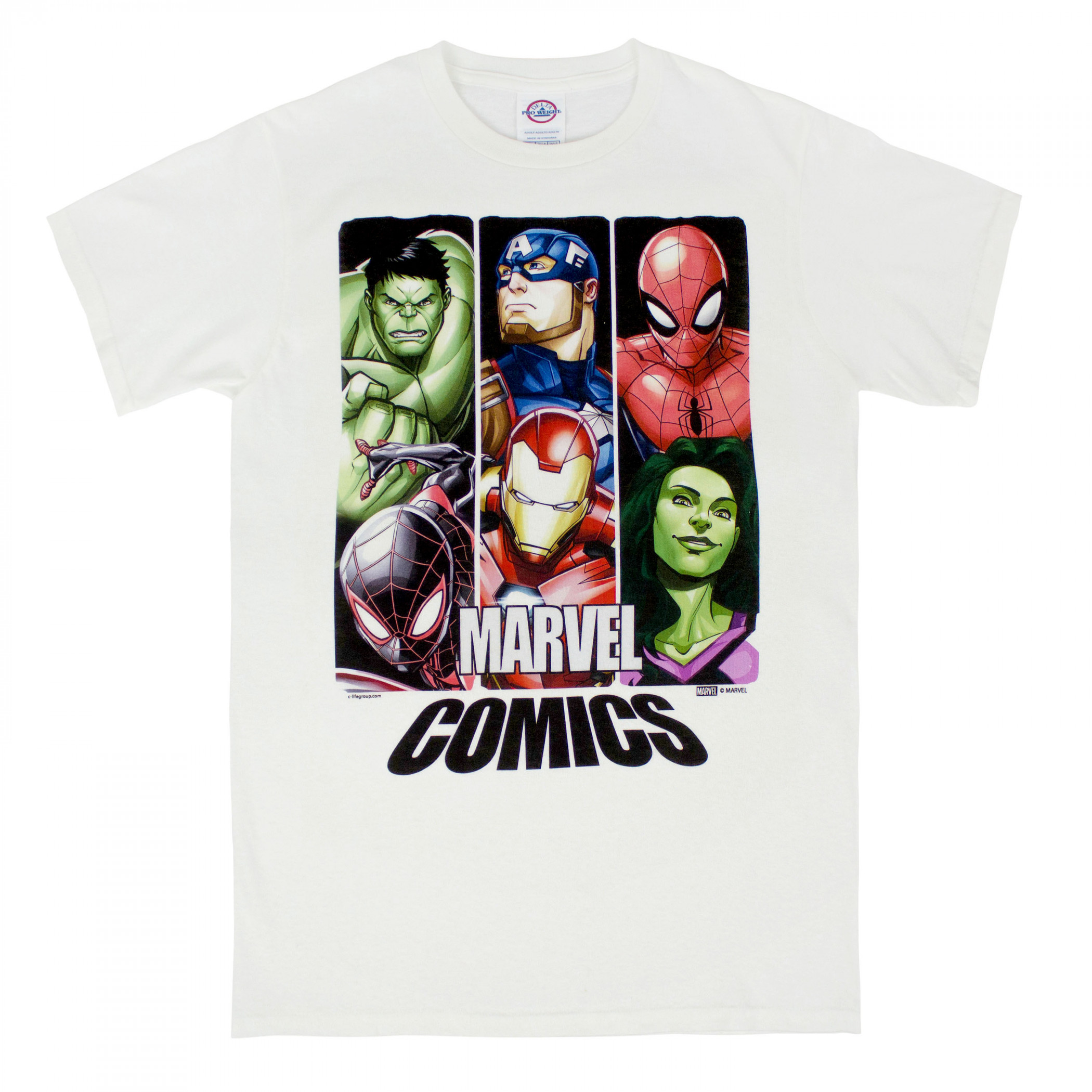Marvel Comics Super Heroes Tri Panel T-Shirt, White