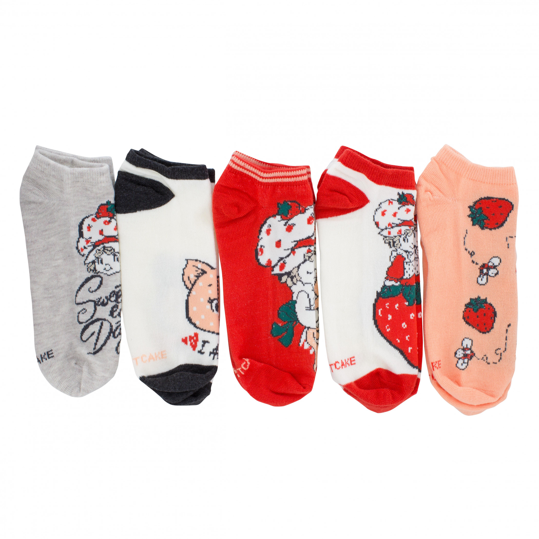 Strawberry Shortcake Variety 5-Pack No Show Socks, Multi-Color