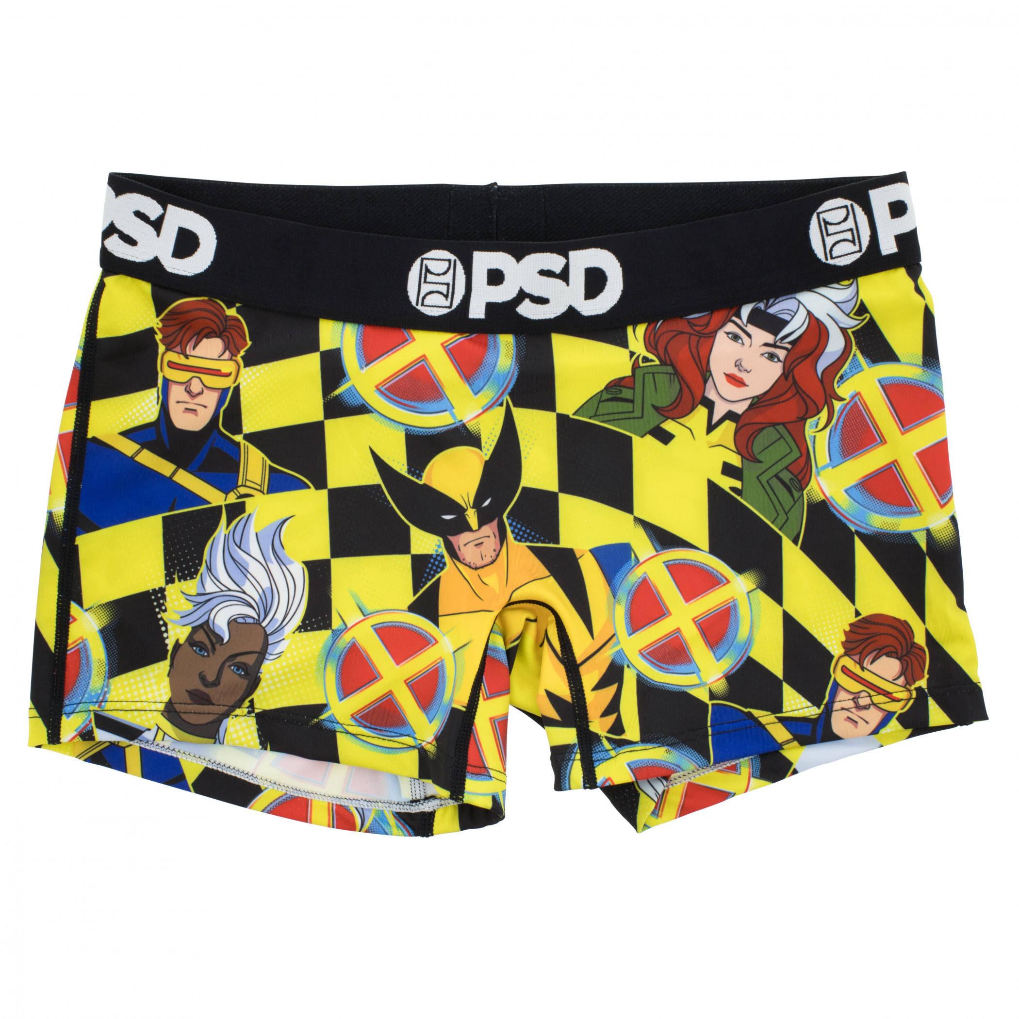 X-Men Animated Checkered PSD Boyshorts Underwear, Yellow