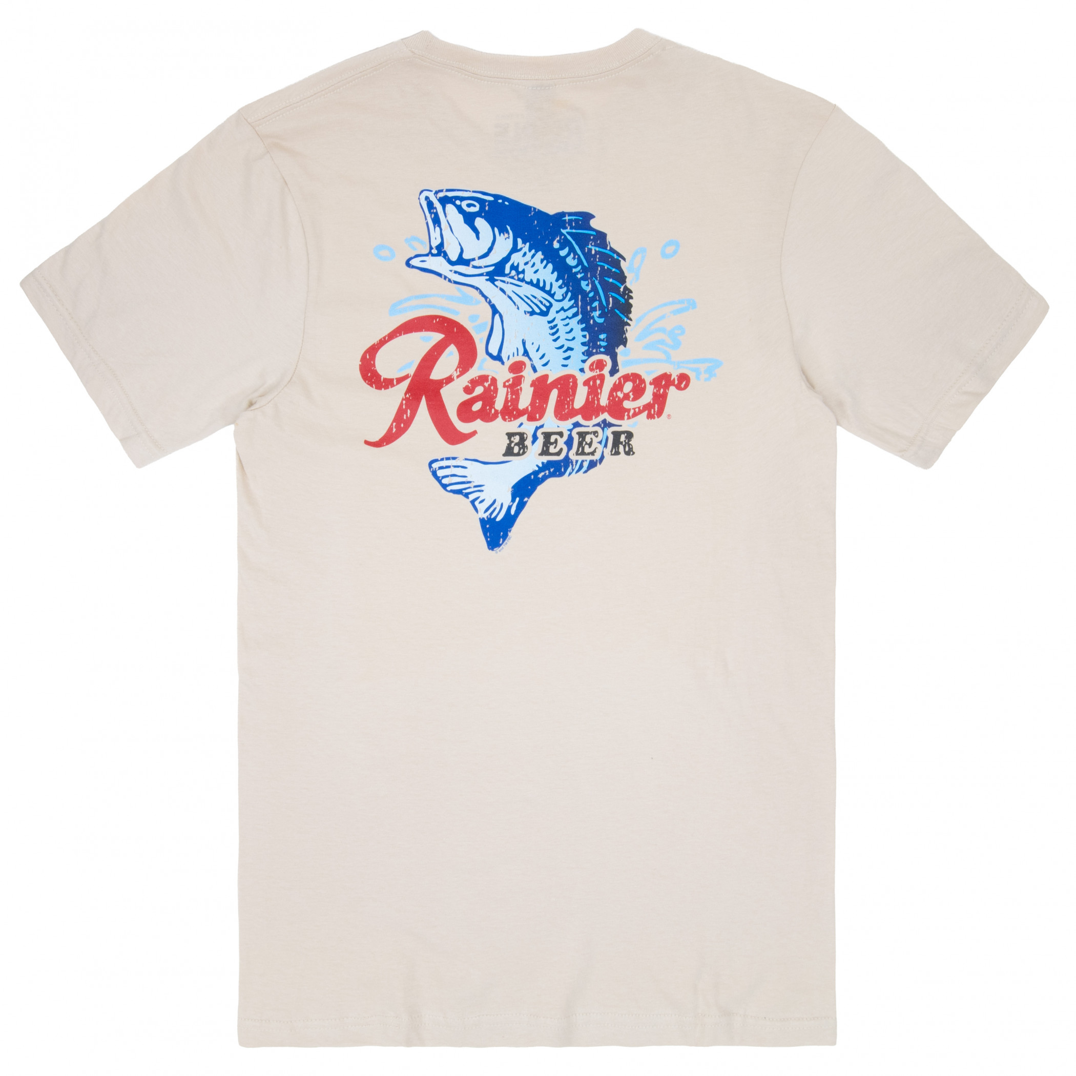 Rainier Beer Catching Fish Front and Back Print T-Shirt