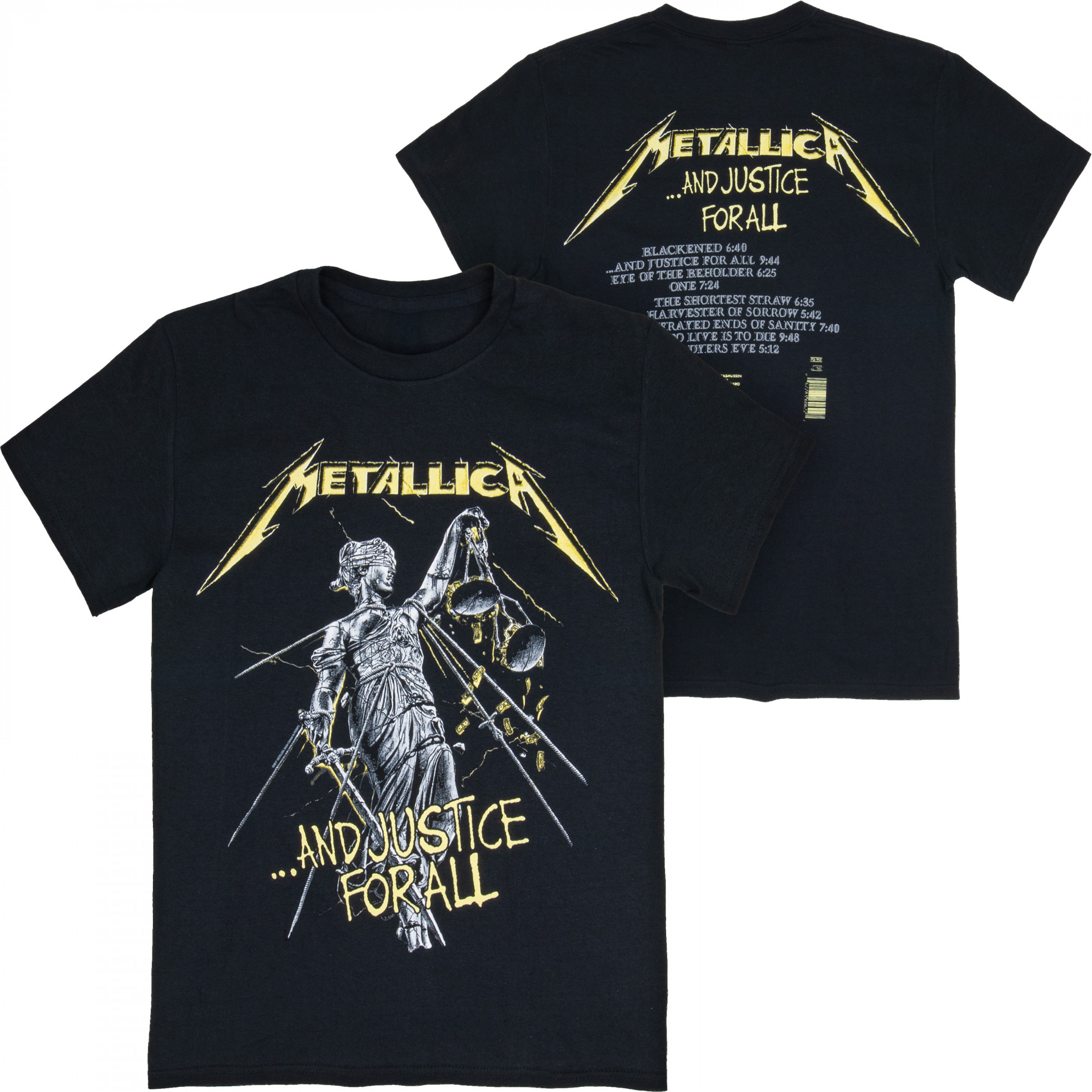 Metallica And Justice For All Track List Front and Back Print T-Shirt