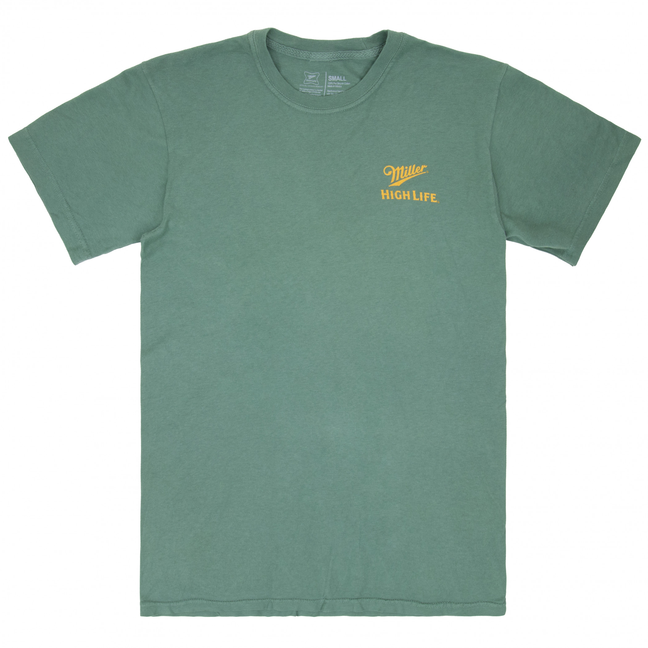 Miller High Life The Champagne of Beers Garment Dyed Green Front and Back T-Shirt