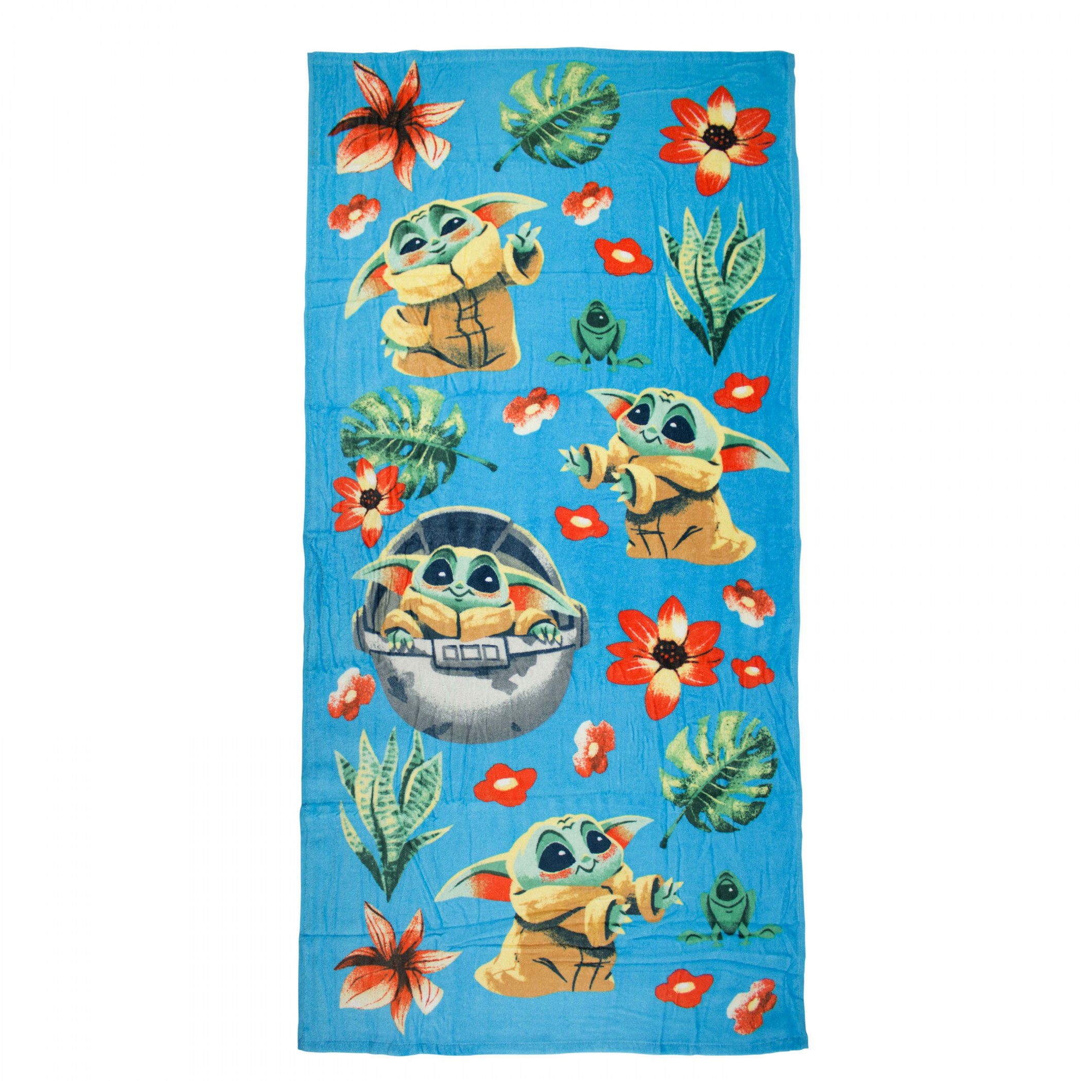 Star Wars the Mandalorian Tropical Grogu Beach Towel, Blue