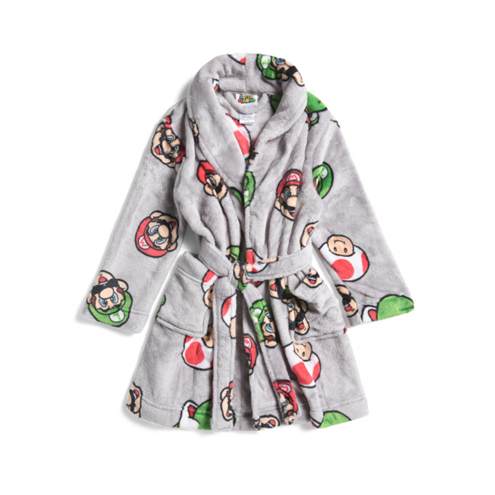 Super Mario Bros. Mario and Luigi Kid's Robe, Grey