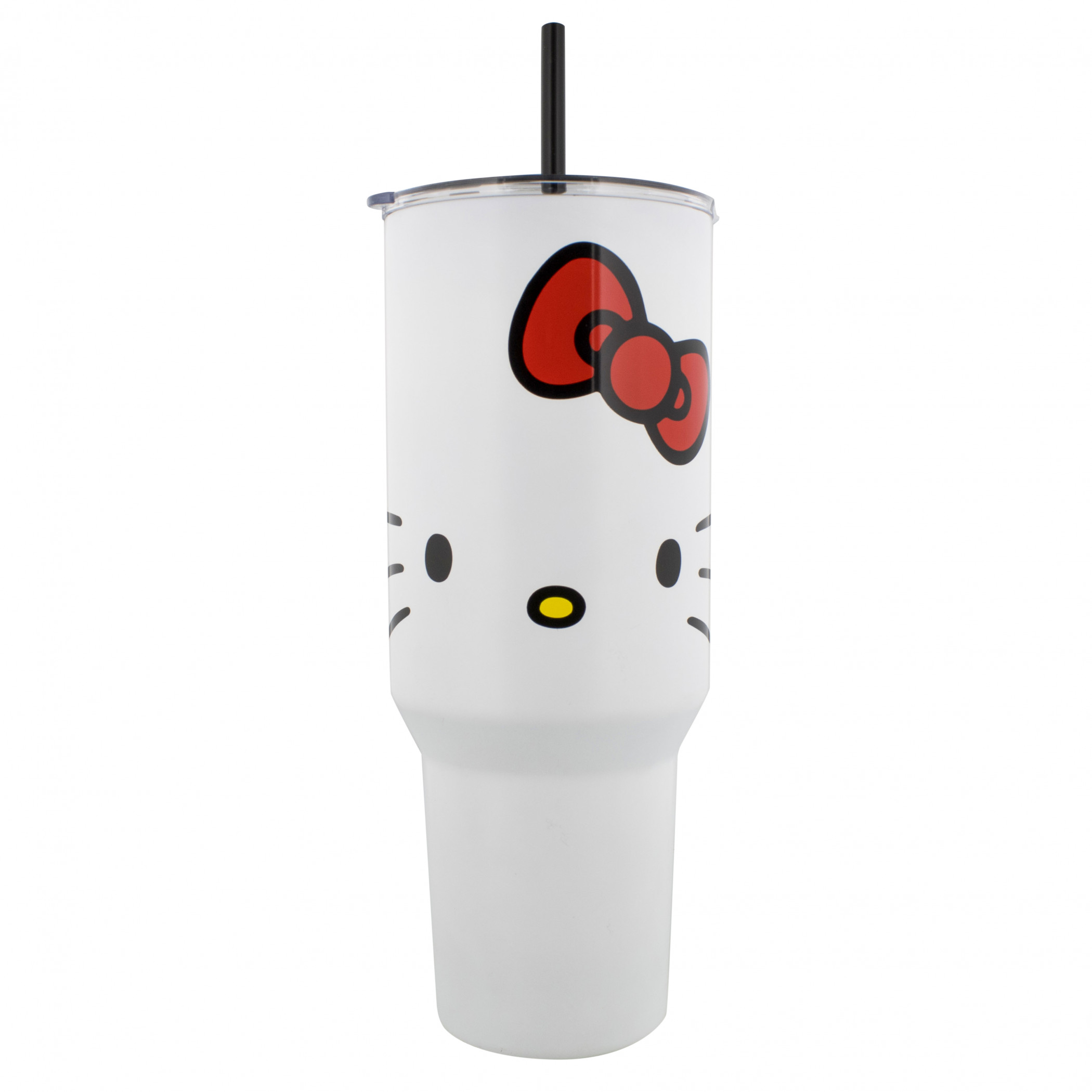 Hello Kitty Big Face Stainless Steel 40 oz Tumbler with Lid and Straw, White
