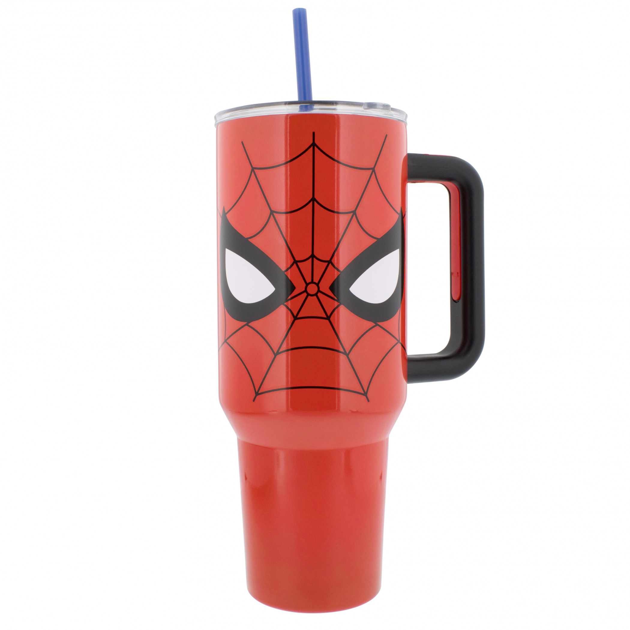 Spider-Man Mask and Logo Stainless Steel 40 oz Tumbler w/ Lid &Straw, Red