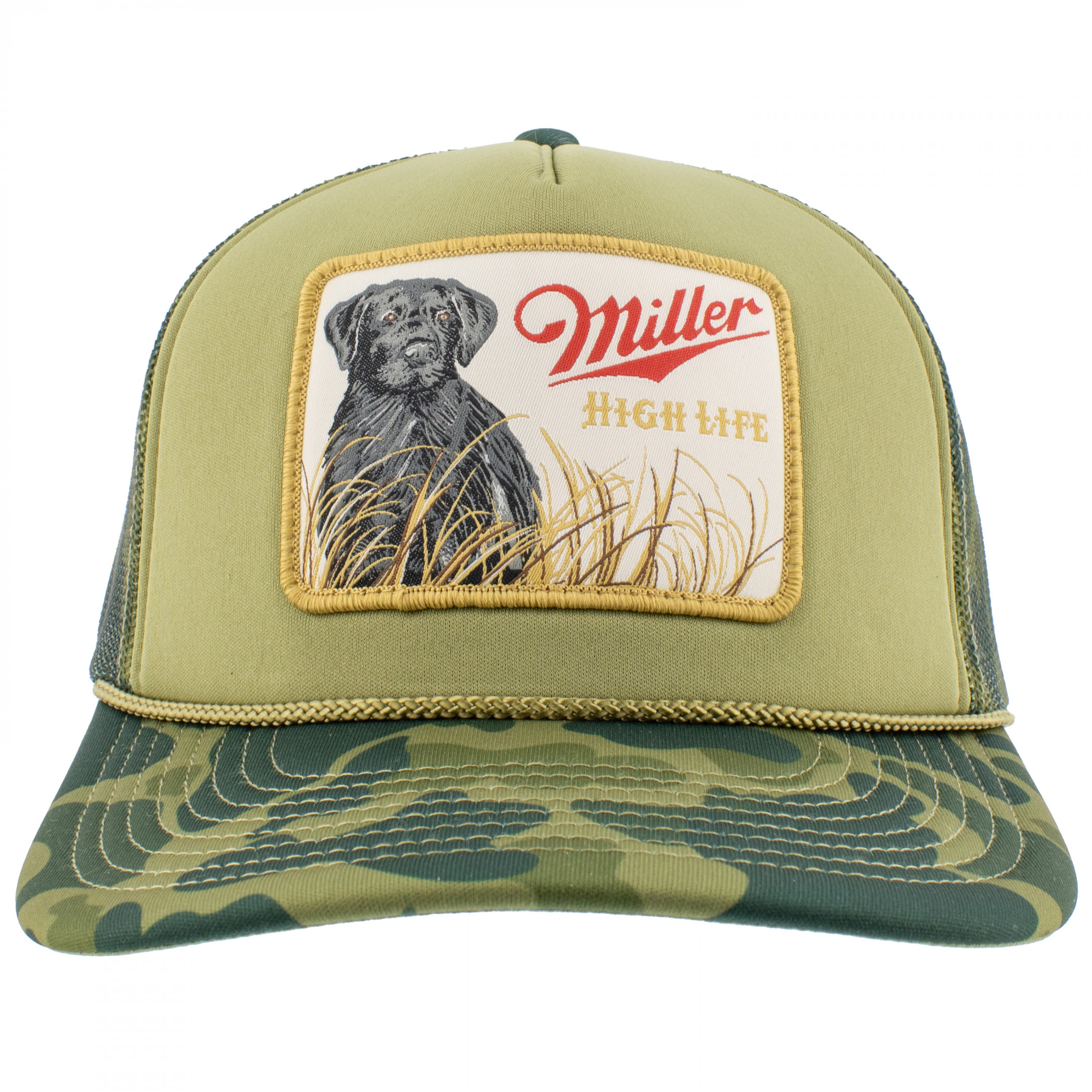 Miller High Life Black Lab Hunting Camo Trucker Hat