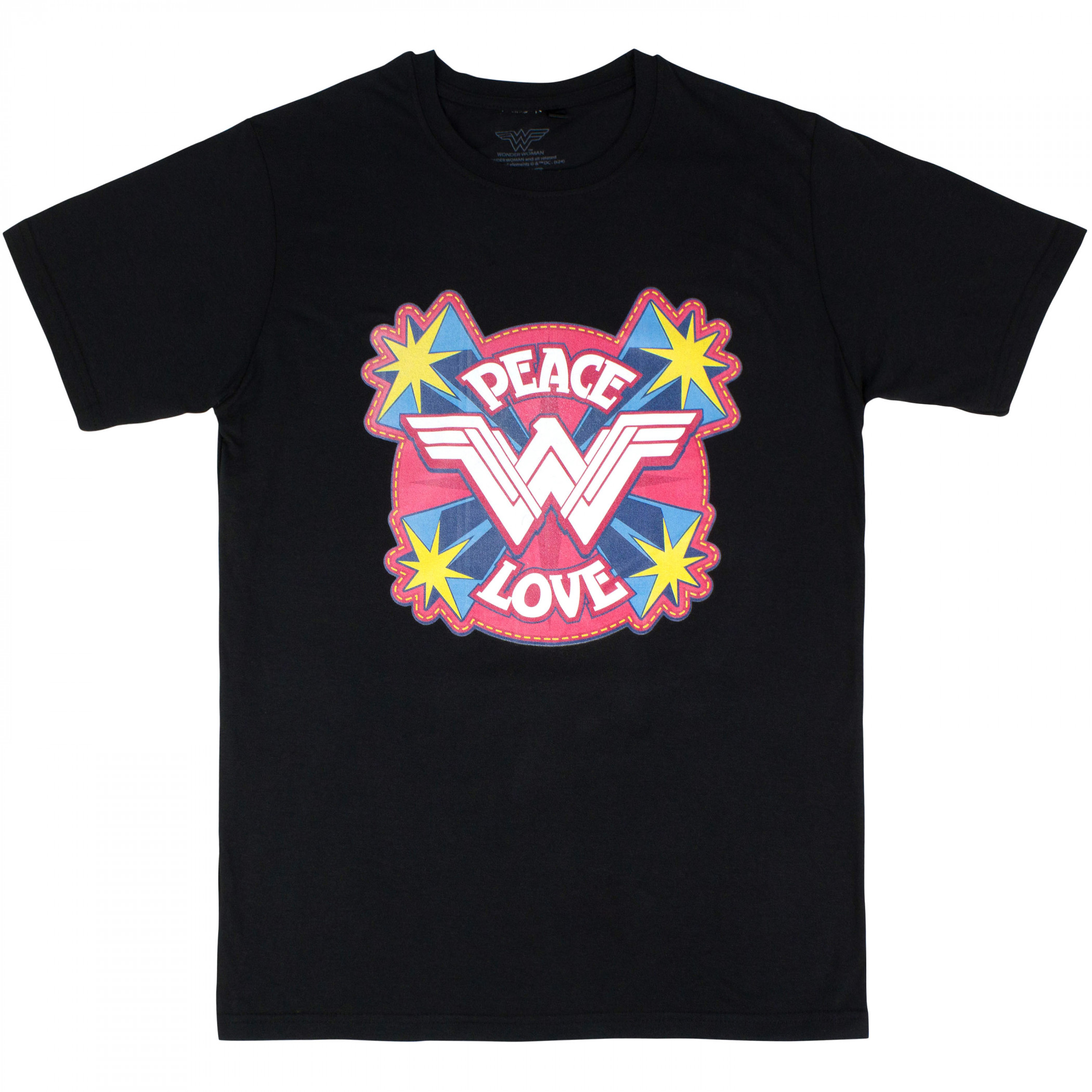 Wonder Woman Peace & Love T-Shirt, Black