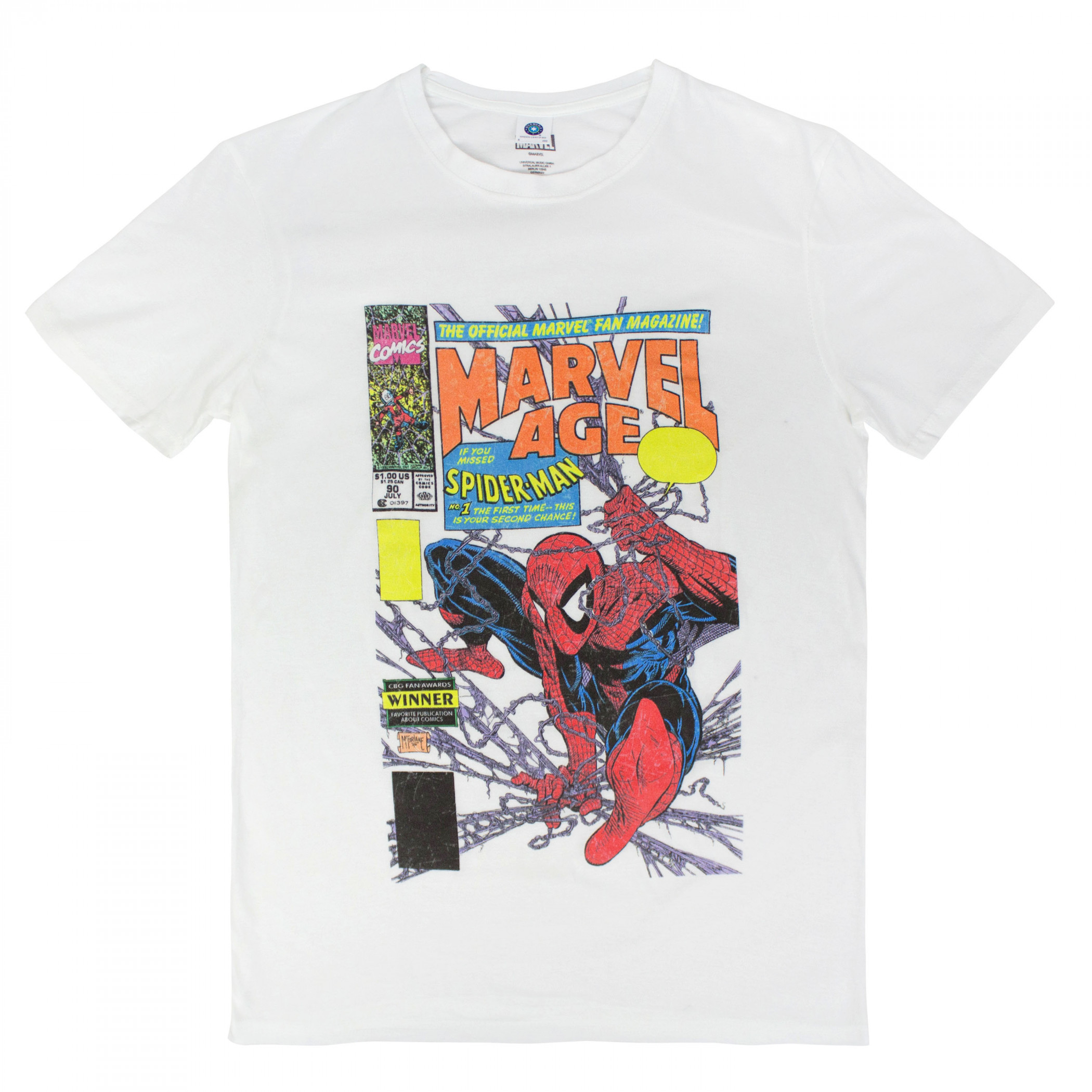 Spider-Man Marvel Age Comic Cover T-Shirt, White