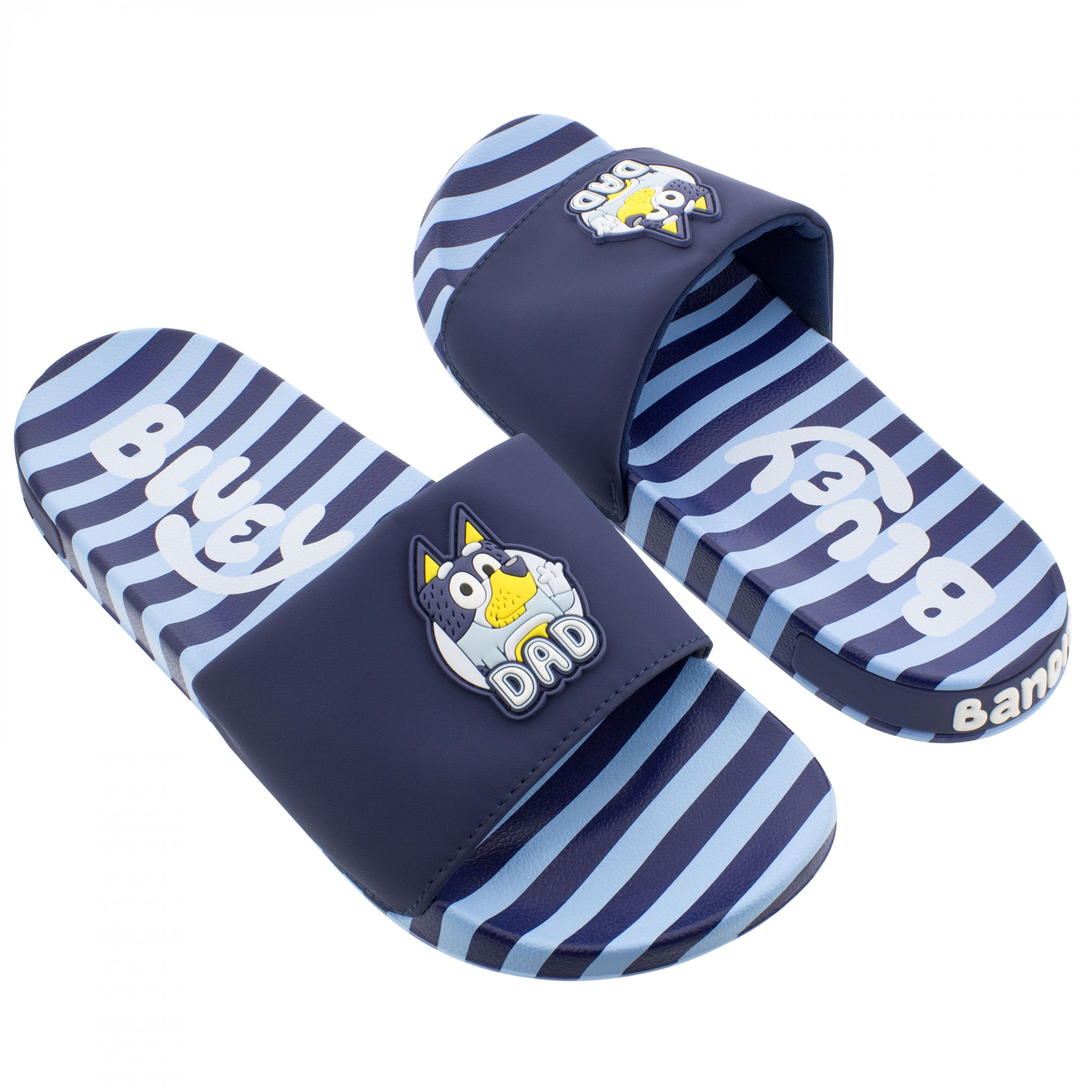 Bluey Bandit Dad Adult Slide Sandals, Blue