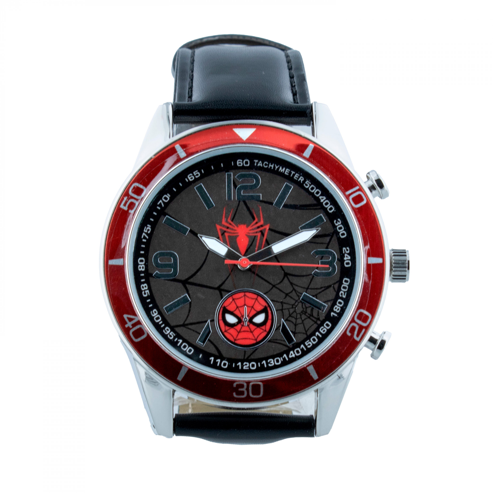 Spider-Man Webbed Analog Watch with Faux Leather Band, Multi-Color