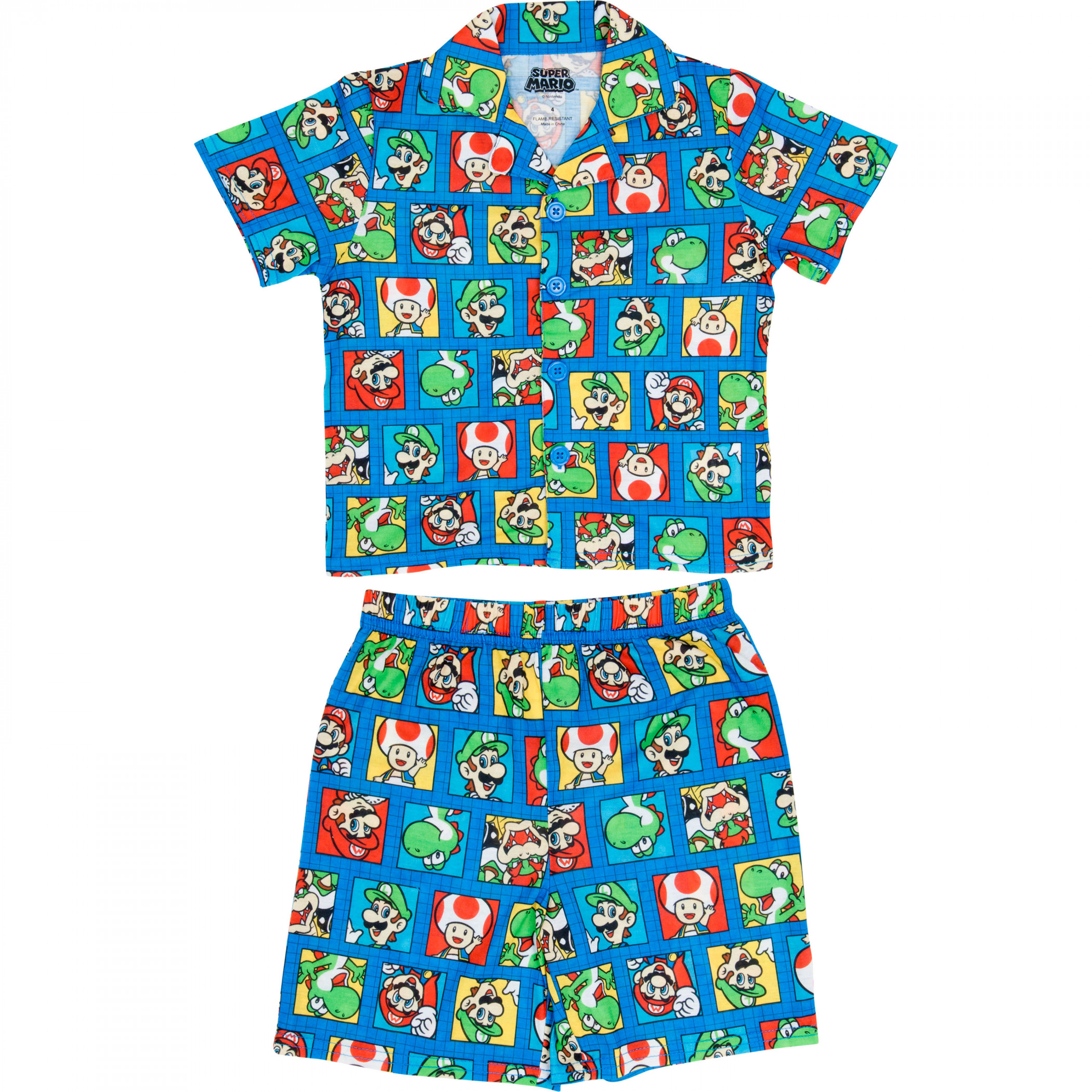 Super Mario Bros. Character Select Boy's Pajama Set, Blue