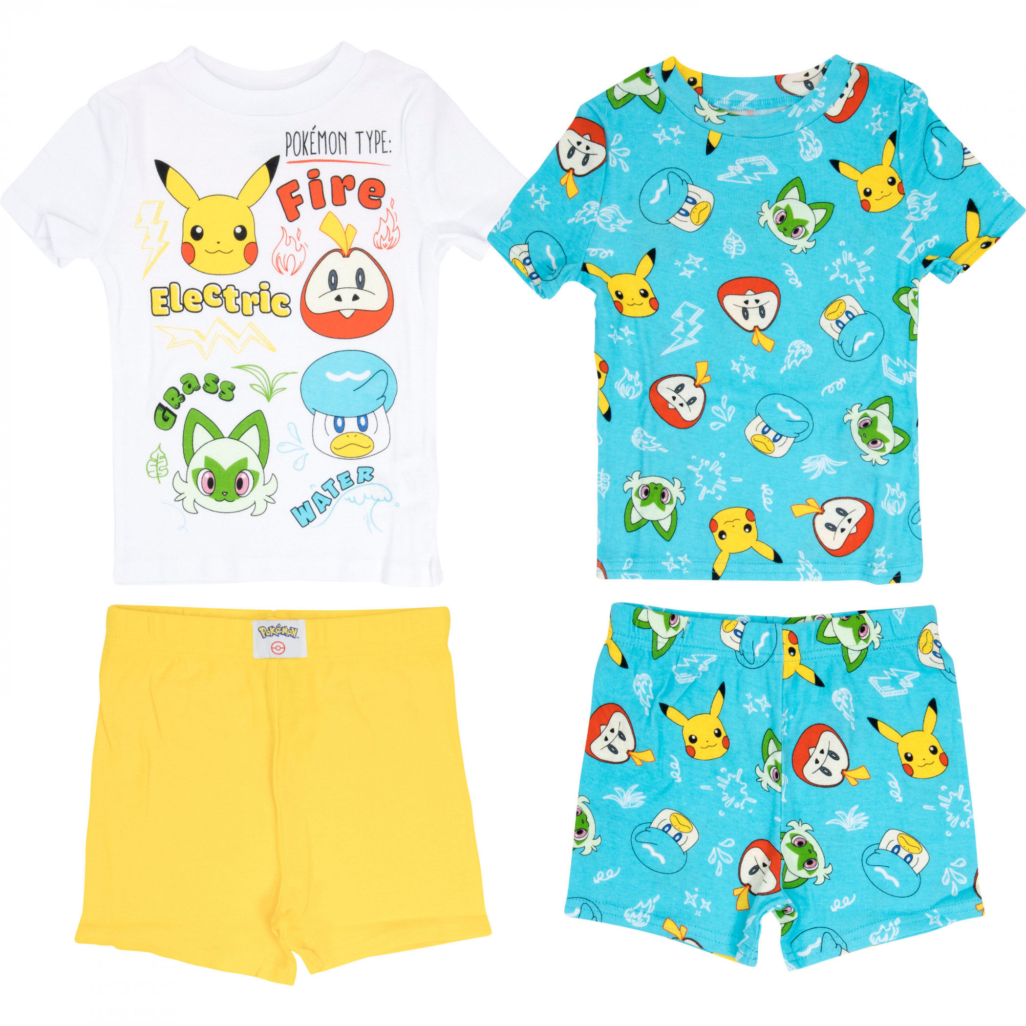 Pokemon Grass Water Fire and Electric Boy's 4-Piece Pajama Set Multi-Color - Picture 6 of 25