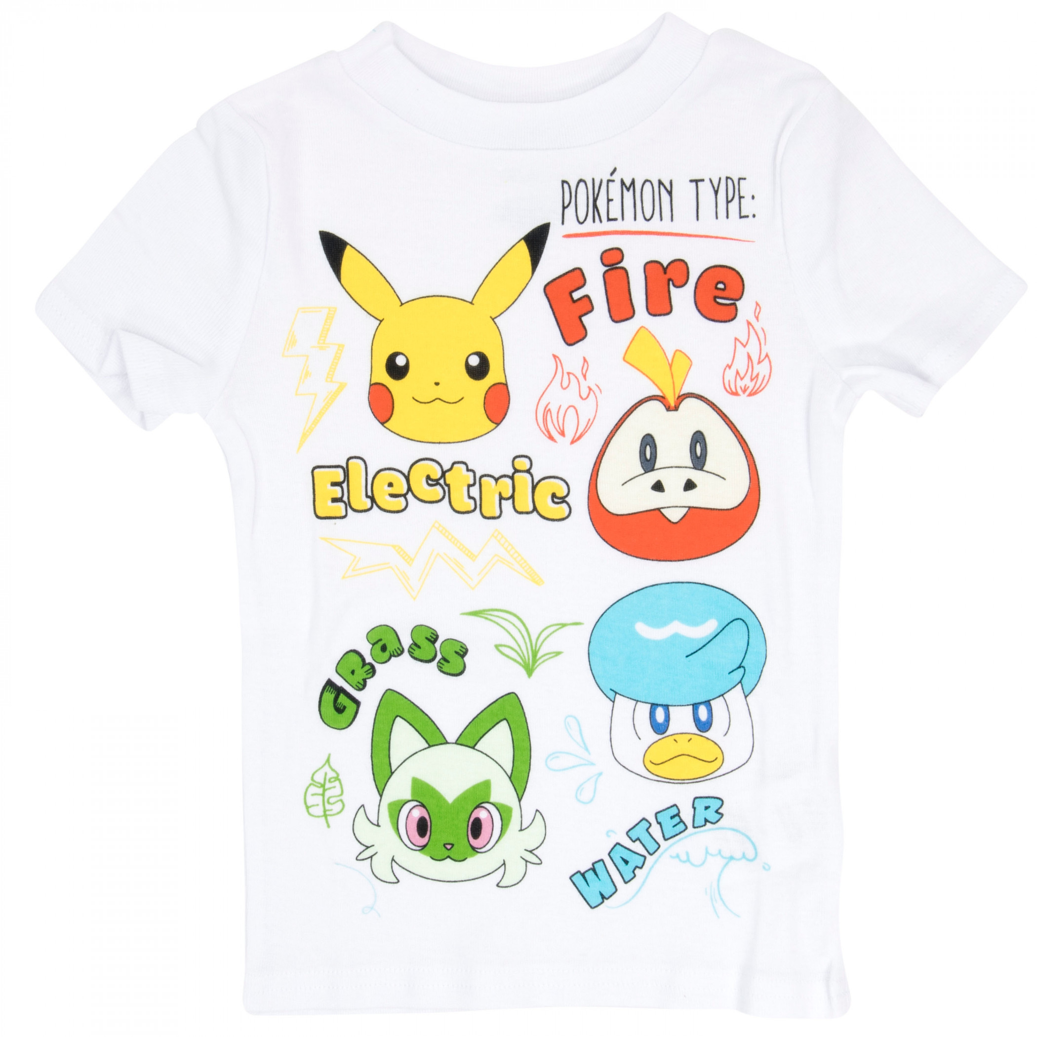 Pokemon Grass Water Fire and Electric Boy's 4-Piece Pajama Set Multi-Color - Picture 10 of 25