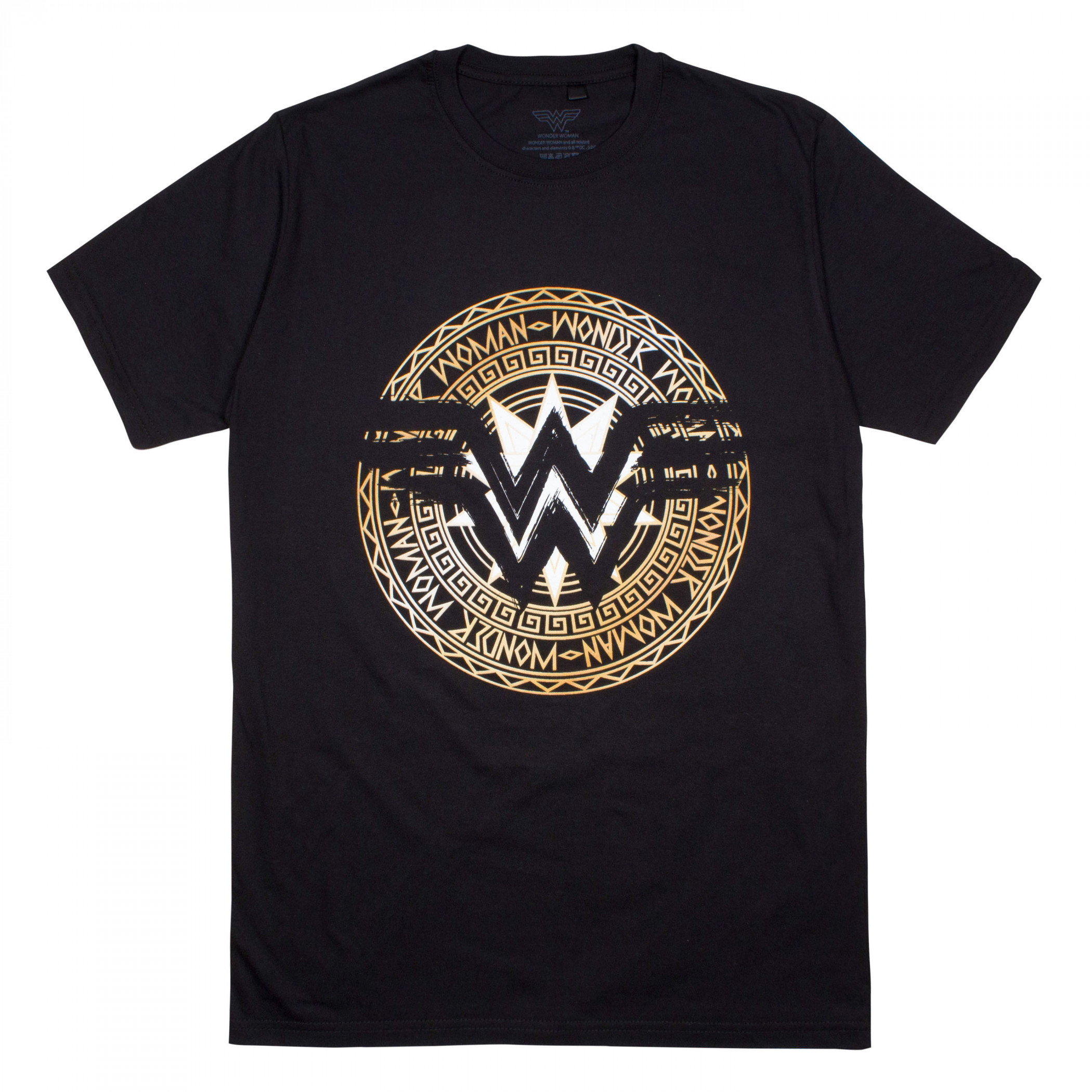 Wonder Woman Amazonian Gold Crest T-Shirt, Black