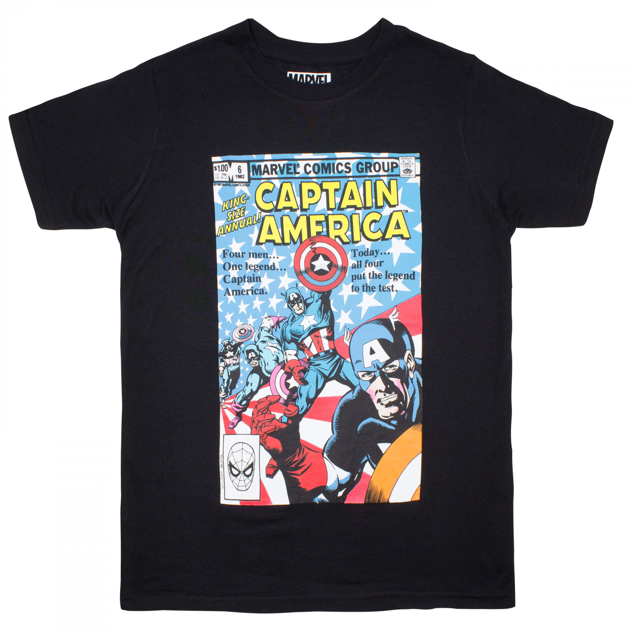 Captain America 'King-Size Annual!' 1982 Marvel Comic Cover T-Shirt, Black